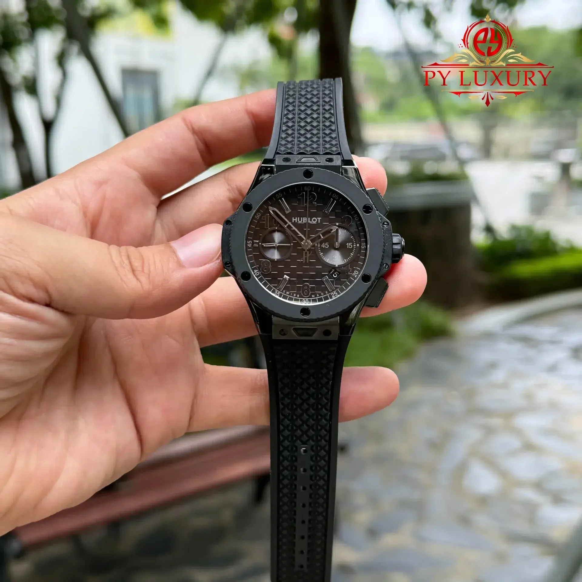 Hublot Big Bang Chronograph Ceramic 20th Anniversary All Black Best Replica BBA 43mm - 图片 4