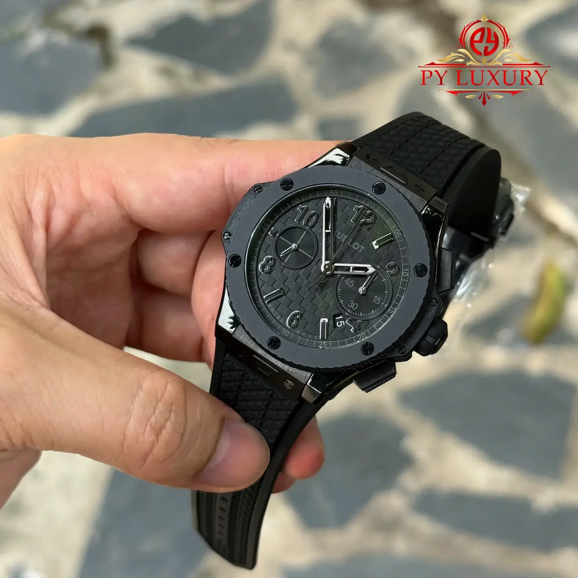 Hublot Big Bang Chronograph Ceramic 20th Anniversary All Black Best Replica BBA 43mm - 图片 5
