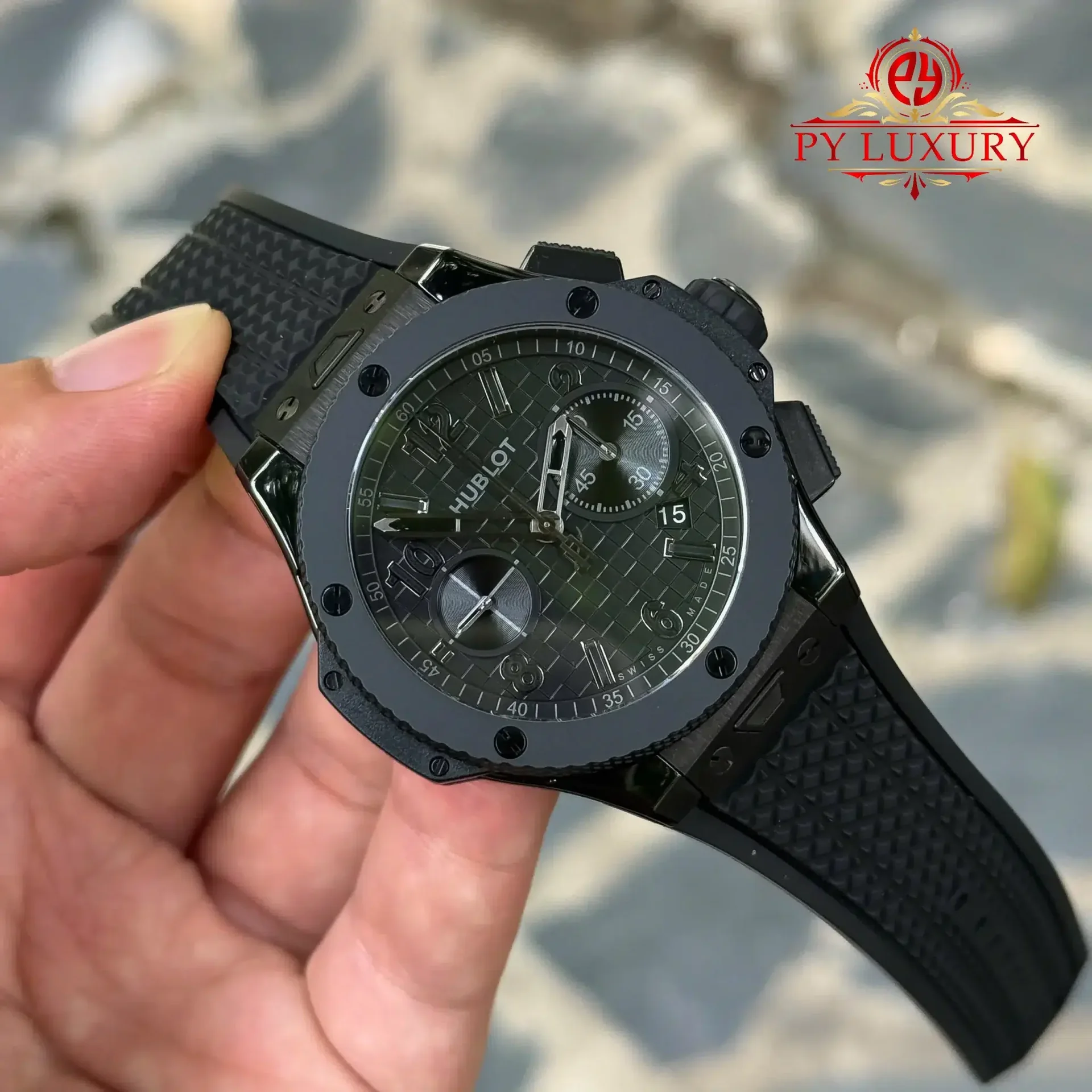 Hublot Big Bang Chronograph Ceramic 20th Anniversary All Black Best Replica BBA 43mm - 图片 6