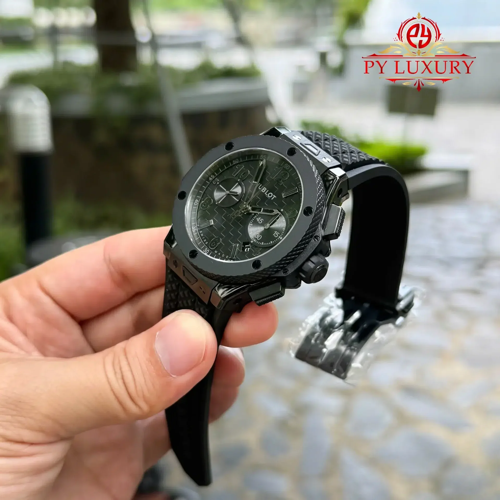 Hublot Big Bang Chronograph Ceramic 20th Anniversary All Black Best Replica BBA 43mm - 图片 7