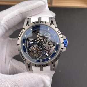 Roger Dubuis Excalibur Spider Skeleton Flying Tourbillon RDDBEX0546 Silver & Dark Blue Dial Best Replica YSF 45mm