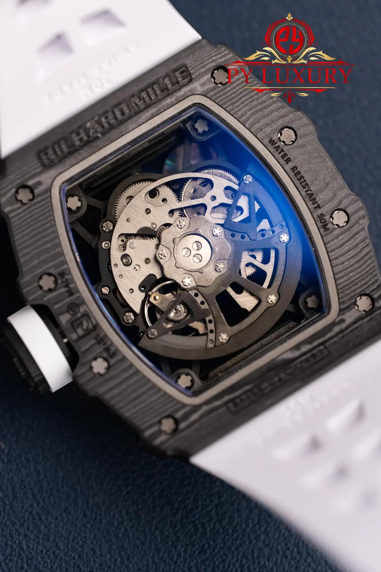 Richard Mille RM35-02 Rafael Nadal Black Carbon TPT White Rubber Band Super Clone V7 ZF 49.94mm x 44.5mm - 图片 9