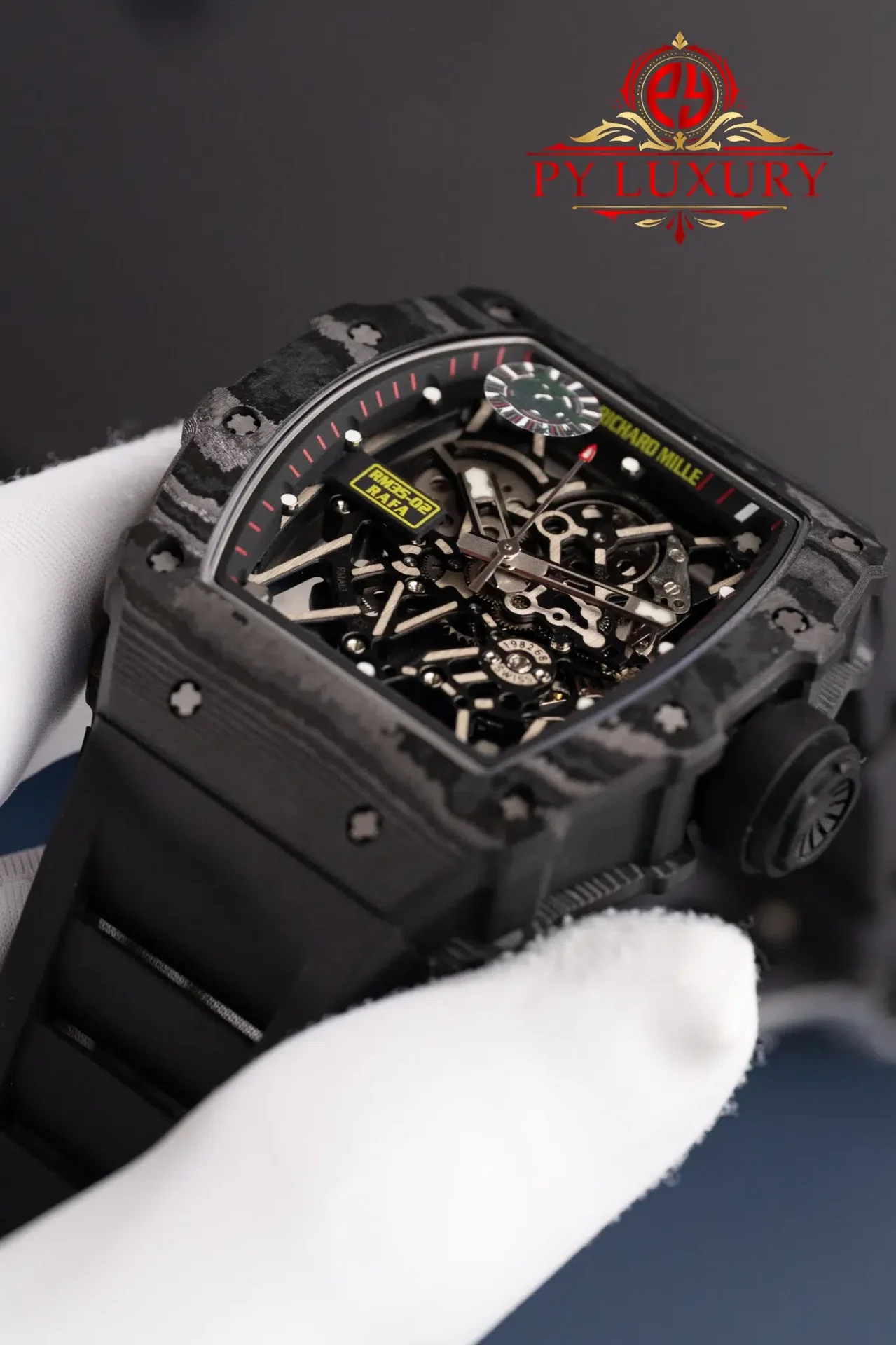 Richard Mille RM35-02 Rafael Nadal Black Carbon TPT Black Rubber Band Super Clone V7 ZF 49.94mm x 44.5mm - 图片 3
