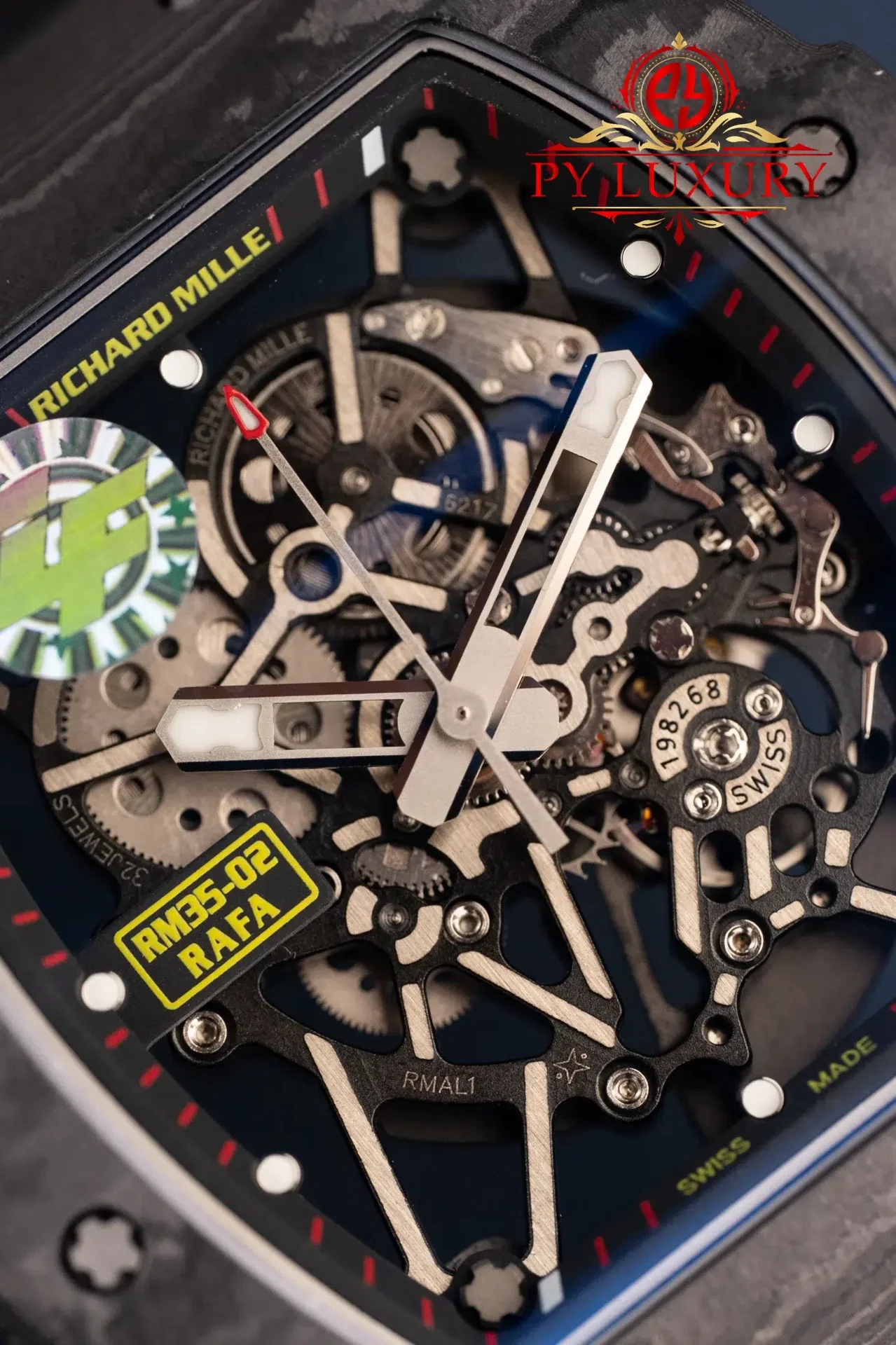 Richard Mille RM35-02 Rafael Nadal Black Carbon TPT Black Rubber Band Super Clone V7 ZF 49.94mm x 44.5mm - 图片 4