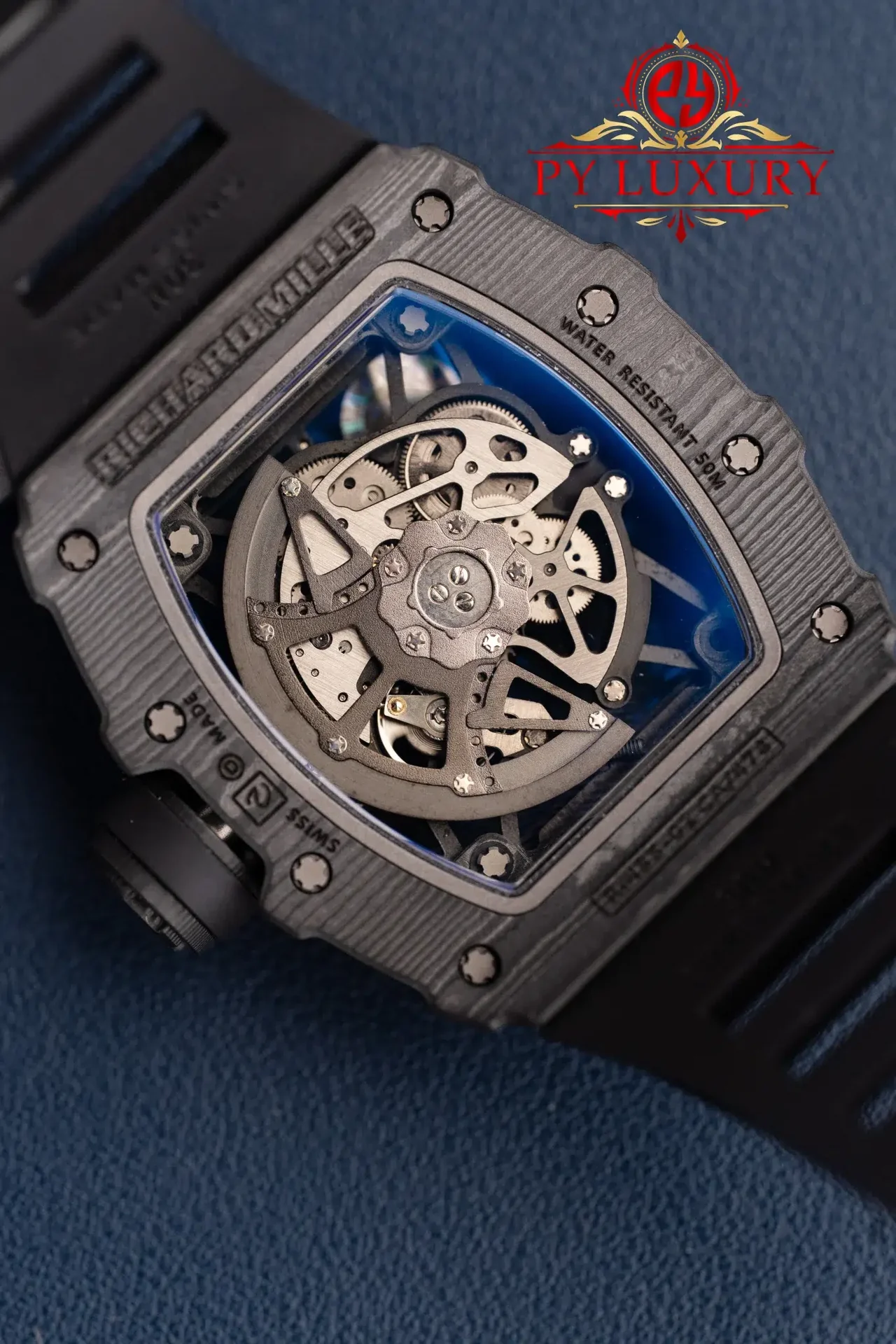 Richard Mille RM35-02 Rafael Nadal Black Carbon TPT Black Rubber Band Super Clone V7 ZF 49.94mm x 44.5mm - 图片 9