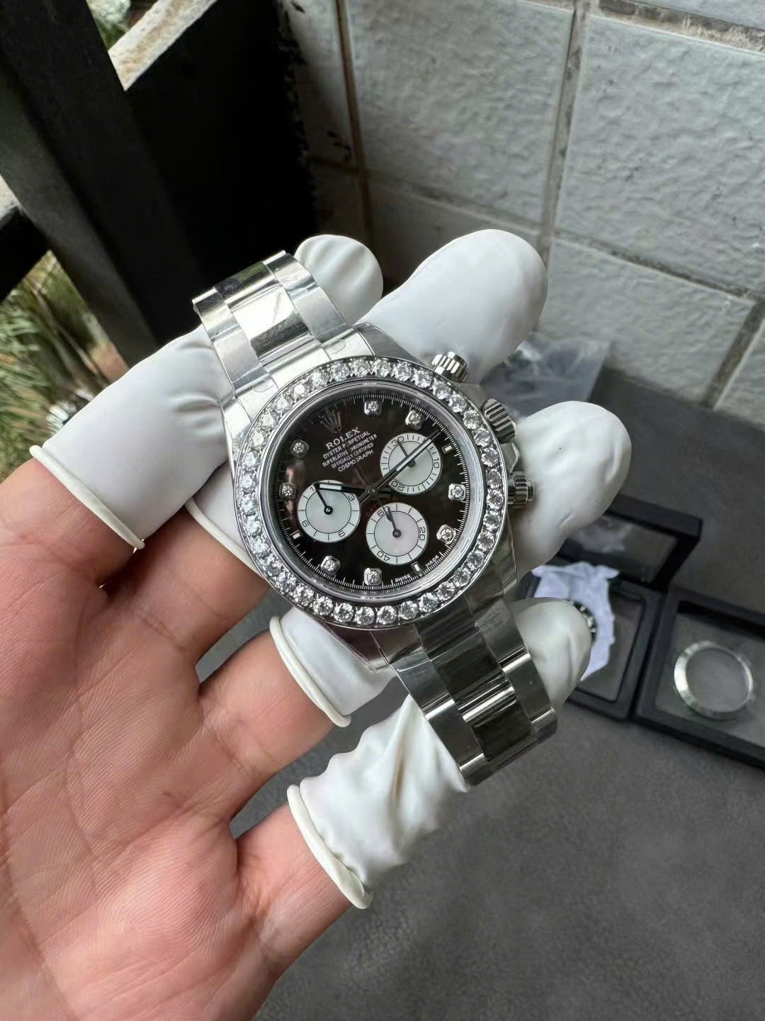 Rolex Daytona 126579RBR Custom Natural MOP Dial Moissanite Numerals Moissanite Bezel 1:1 Best Replica 40mm - 图片 2
