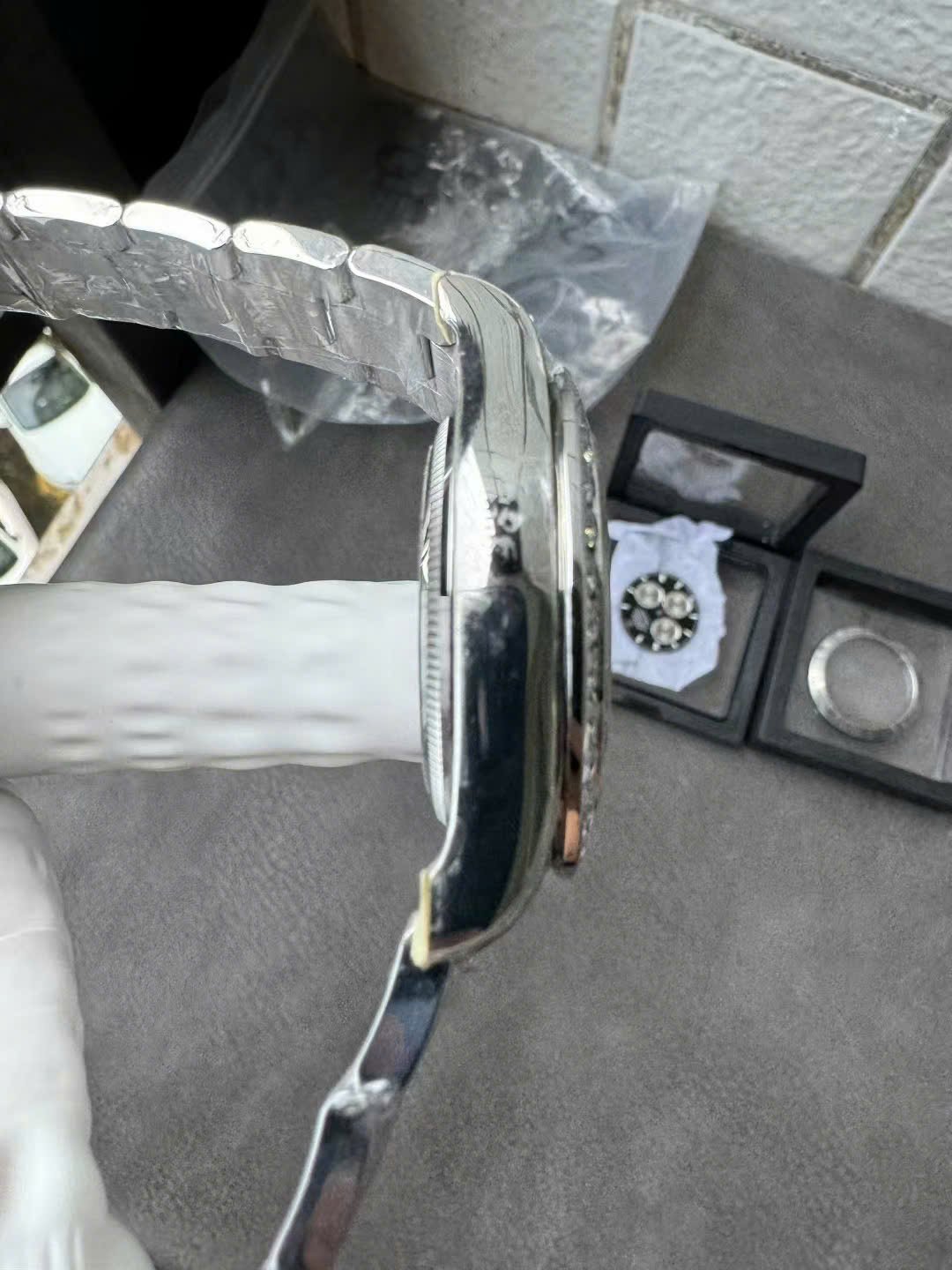 Rolex Daytona 126579RBR Custom Natural MOP Dial Moissanite Numerals Moissanite Bezel 1:1 Best Replica 40mm - 图片 13