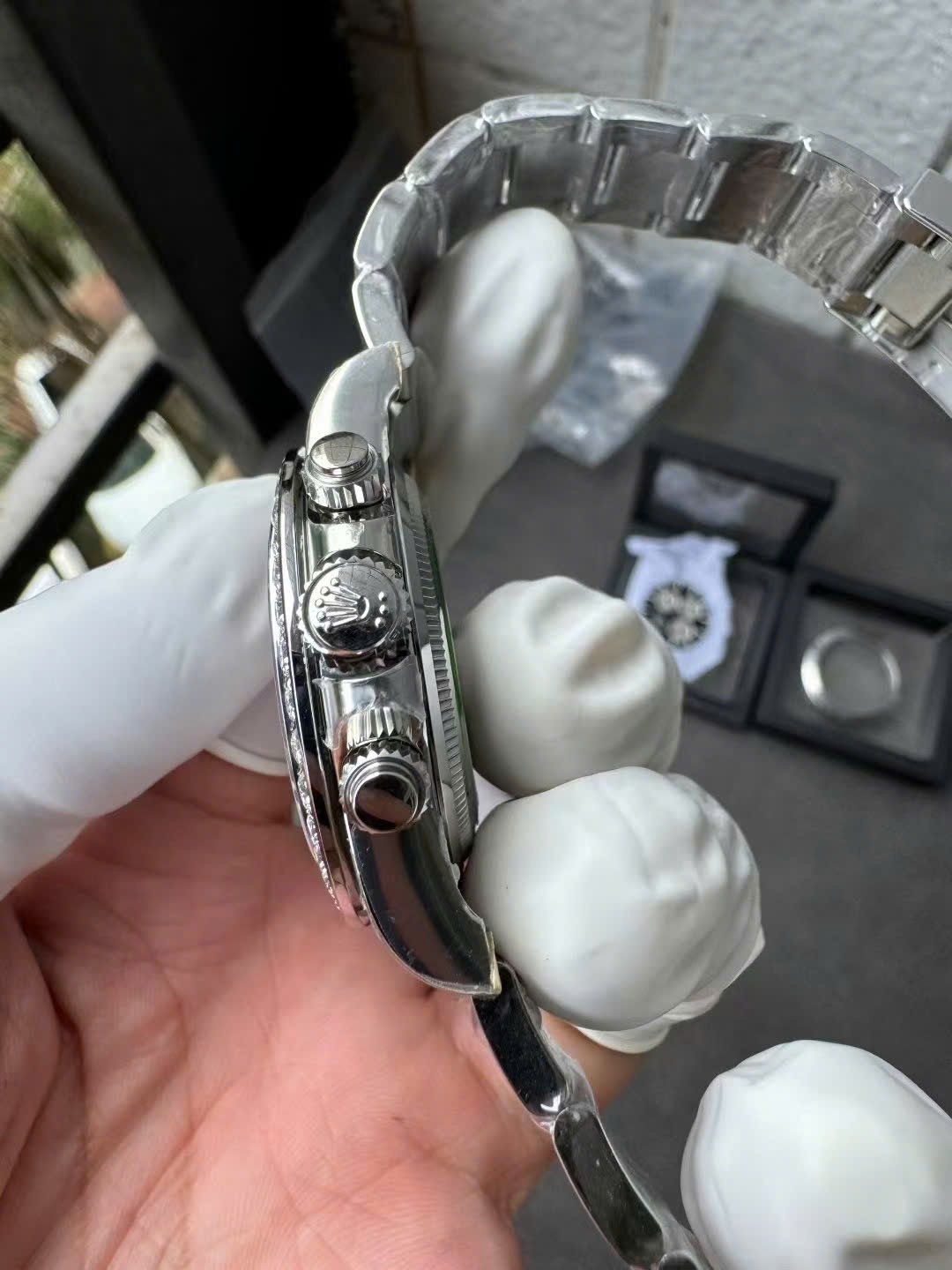 Rolex Daytona 126579RBR Custom Natural MOP Dial Moissanite Numerals Moissanite Bezel 1:1 Best Replica 40mm - 图片 14