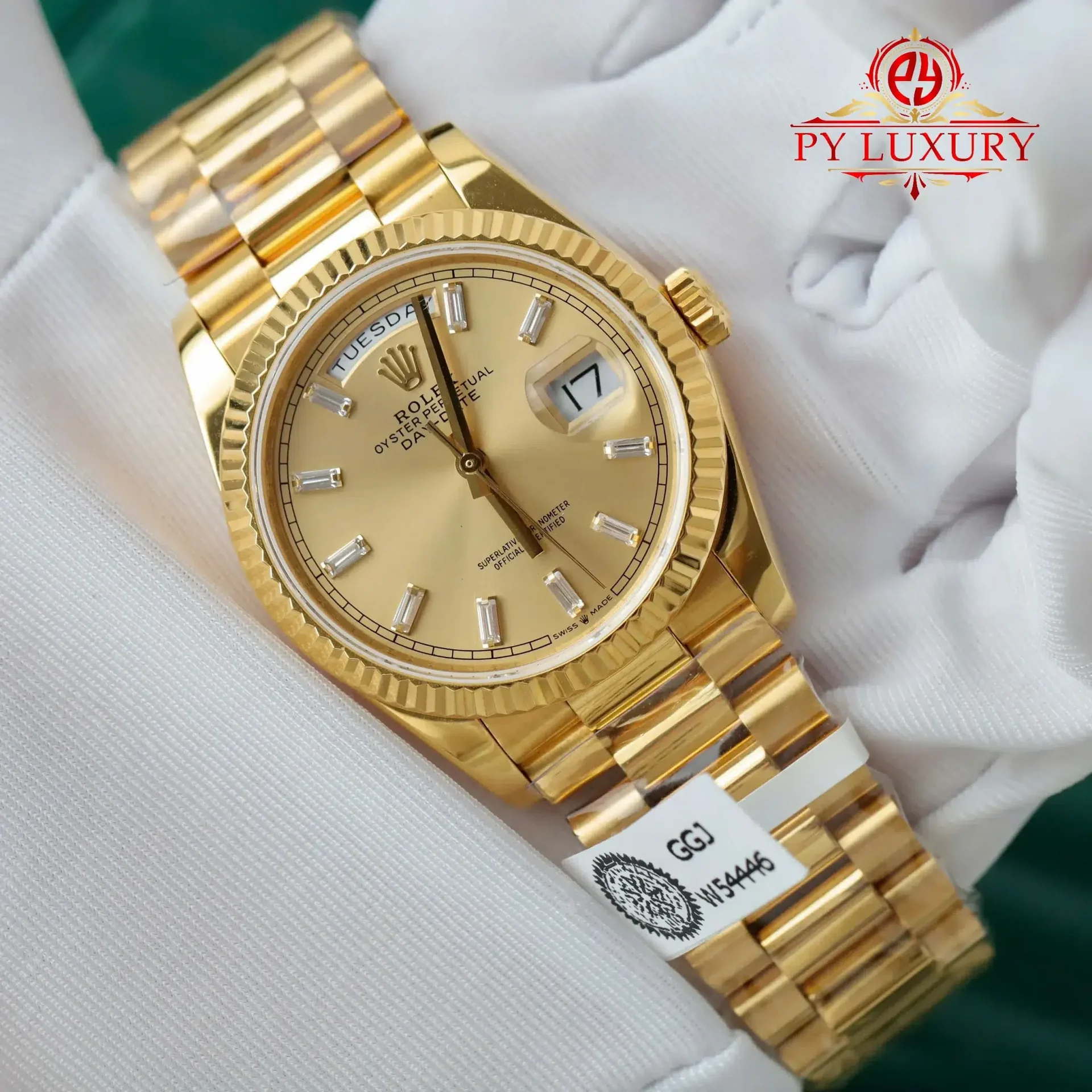 Rolex Day-Date 128238-0132 Champagne Diamond-set Dial 18K Gold Wrapped Best Replica 36mm - 图片 2