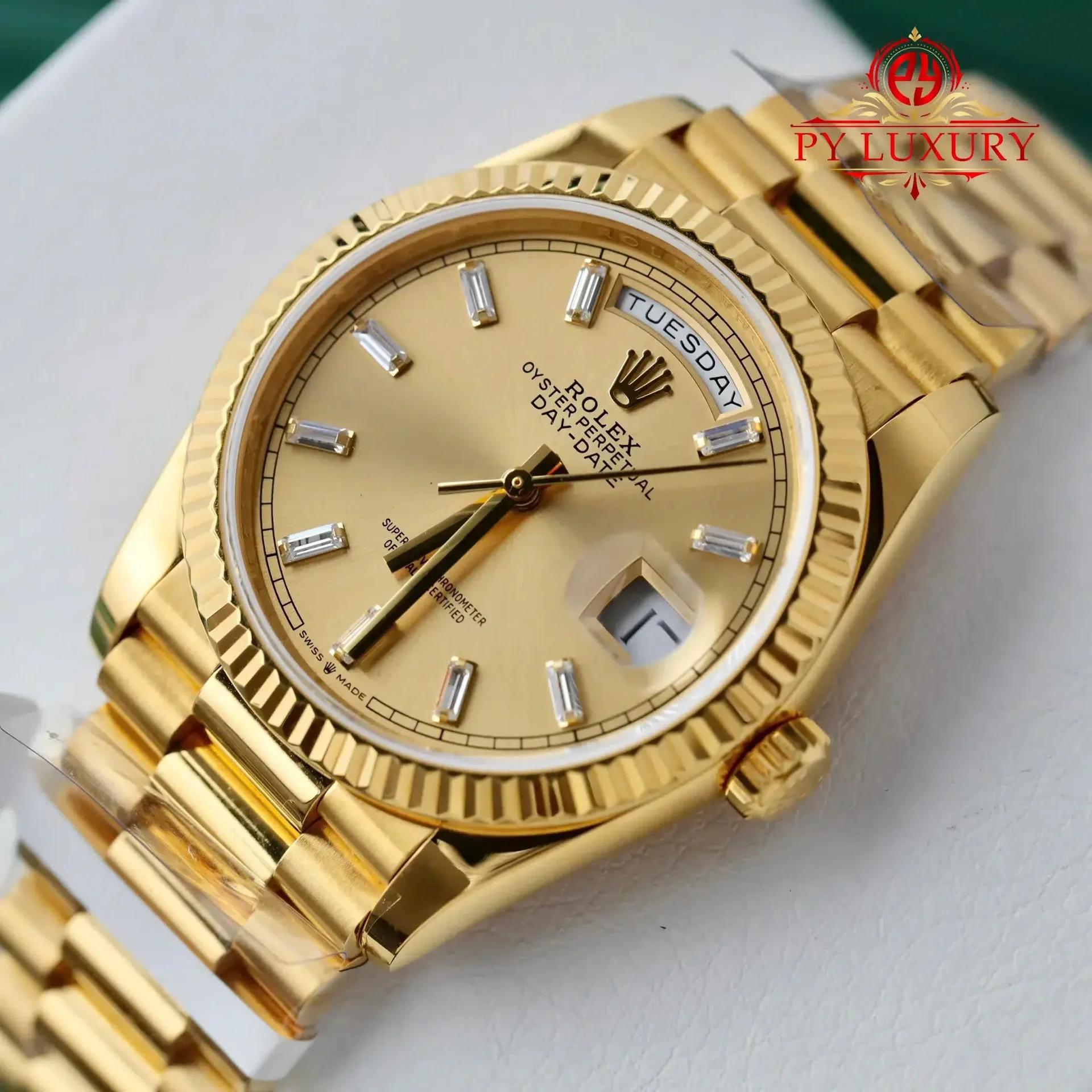 Rolex Day-Date 128238-0132 Champagne Diamond-set Dial 18K Gold Wrapped Best Replica 36mm - 图片 3