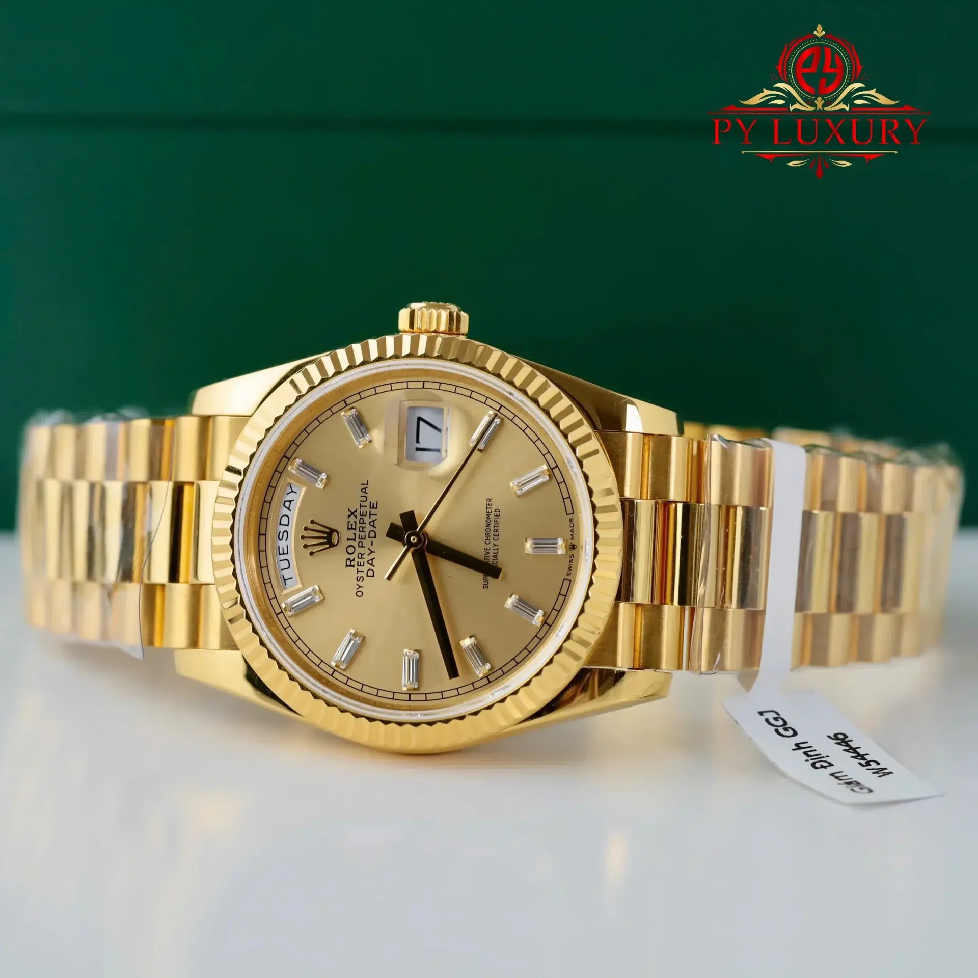 Rolex Day-Date 128238-0132 Champagne Diamond-set Dial 18K Gold Wrapped Best Replica 36mm - 图片 4