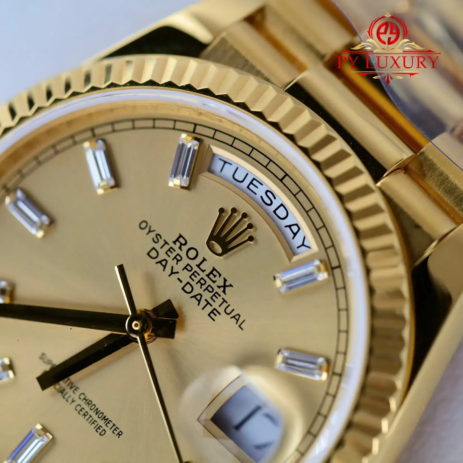 Rolex Day-Date 128238-0132 Champagne Diamond-set Dial 18K Gold Wrapped Best Replica 36mm - 图片 5