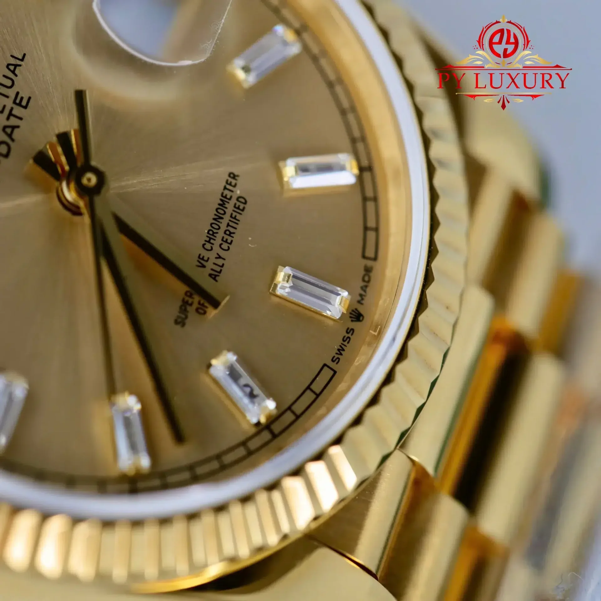 Rolex Day-Date 128238-0132 Champagne Diamond-set Dial 18K Gold Wrapped Best Replica 36mm - 图片 6