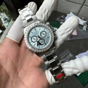 Rolex Daytona 126506 Ice-blue Baguette Dial Custom Baguette Moissanite Bezel 1:1 Best Replica 40mm