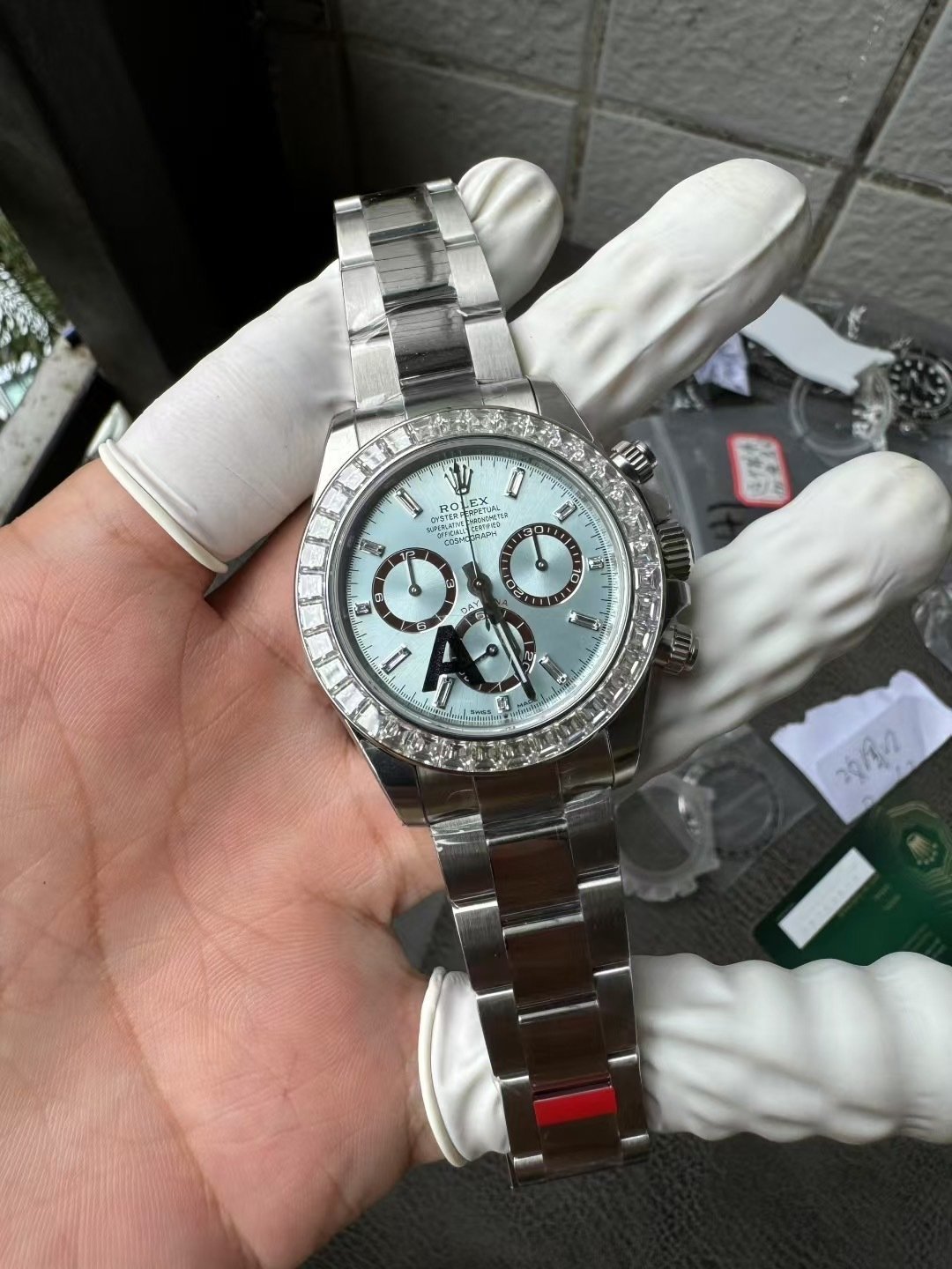 Rolex Daytona 126506 Ice-blue Baguette Dial Custom Baguette Moissanite Bezel 1:1 Best Replica 40mm - 图片 3