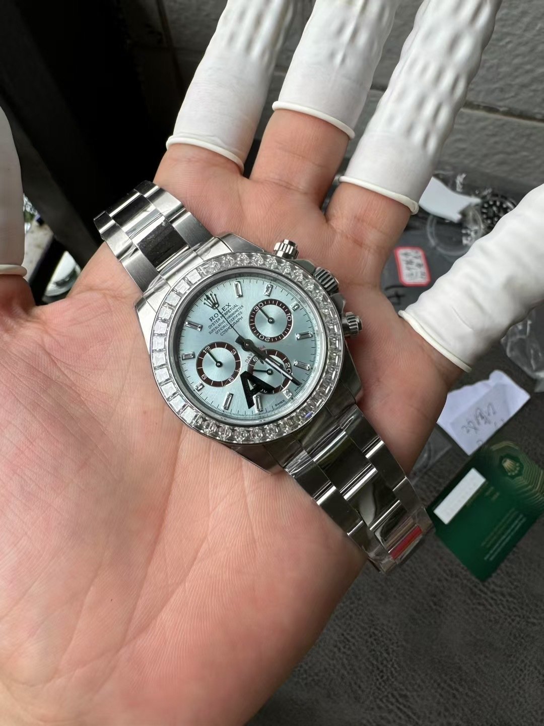 Rolex Daytona 126506 Ice-blue Baguette Dial Custom Baguette Moissanite Bezel 1:1 Best Replica 40mm - 图片 5