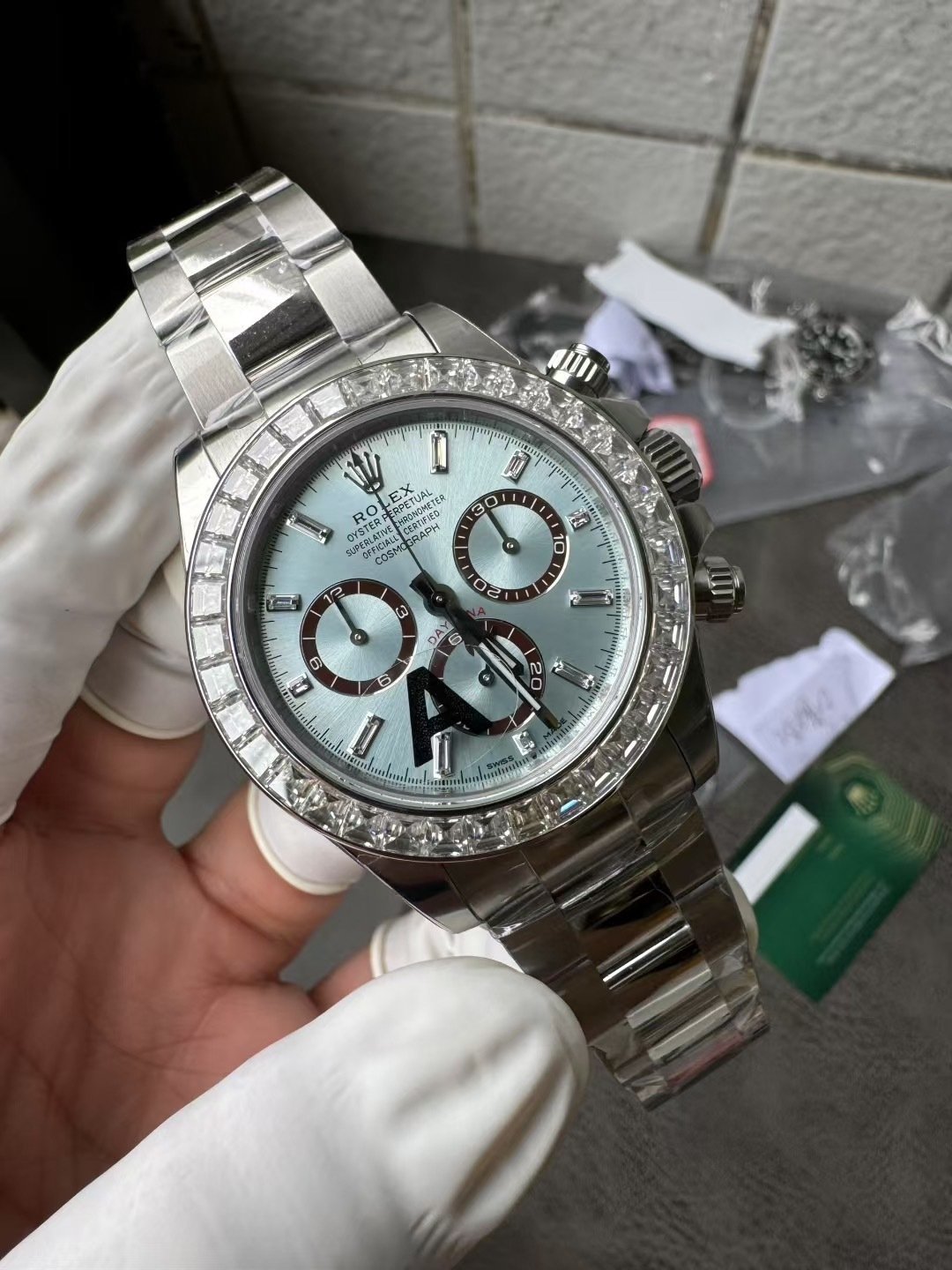 Rolex Daytona 126506 Ice-blue Baguette Dial Custom Baguette Moissanite Bezel 1:1 Best Replica 40mm - 图片 6