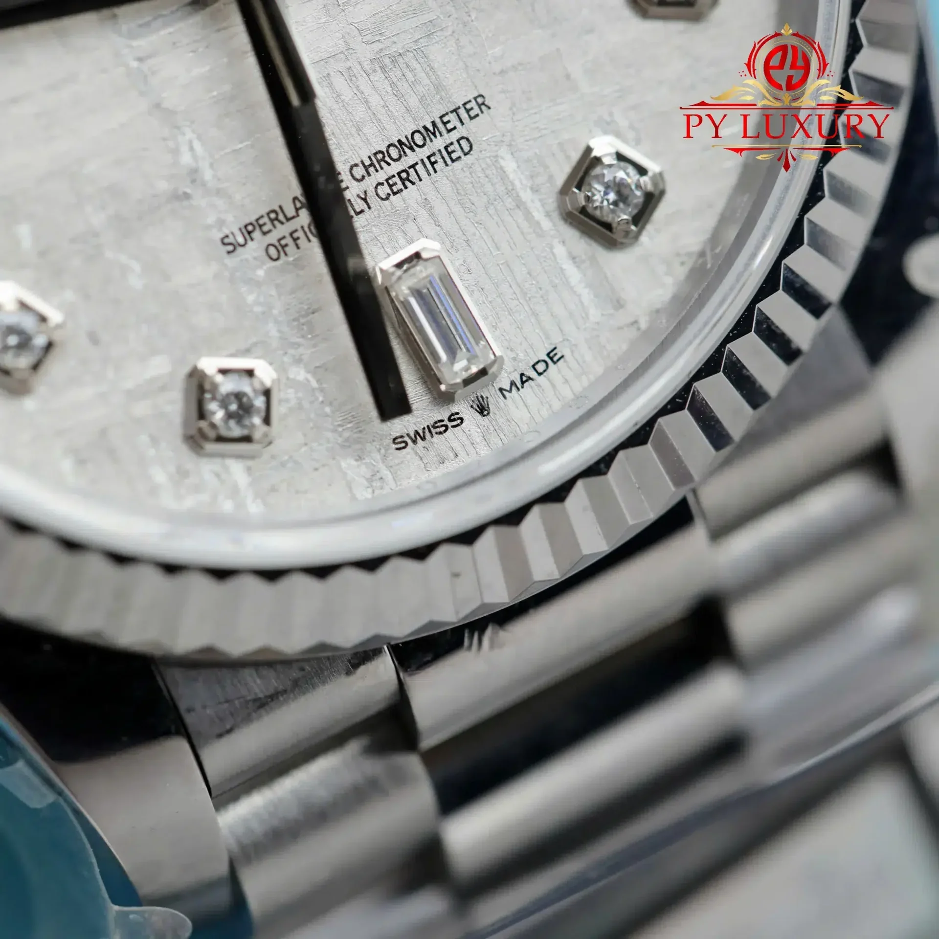 Rolex Day-Date 128239 Custom Natural Meteorite Dial Moissanite Numerals Gain Weight 1:1 Best Replica QF 36mm - 图片 6