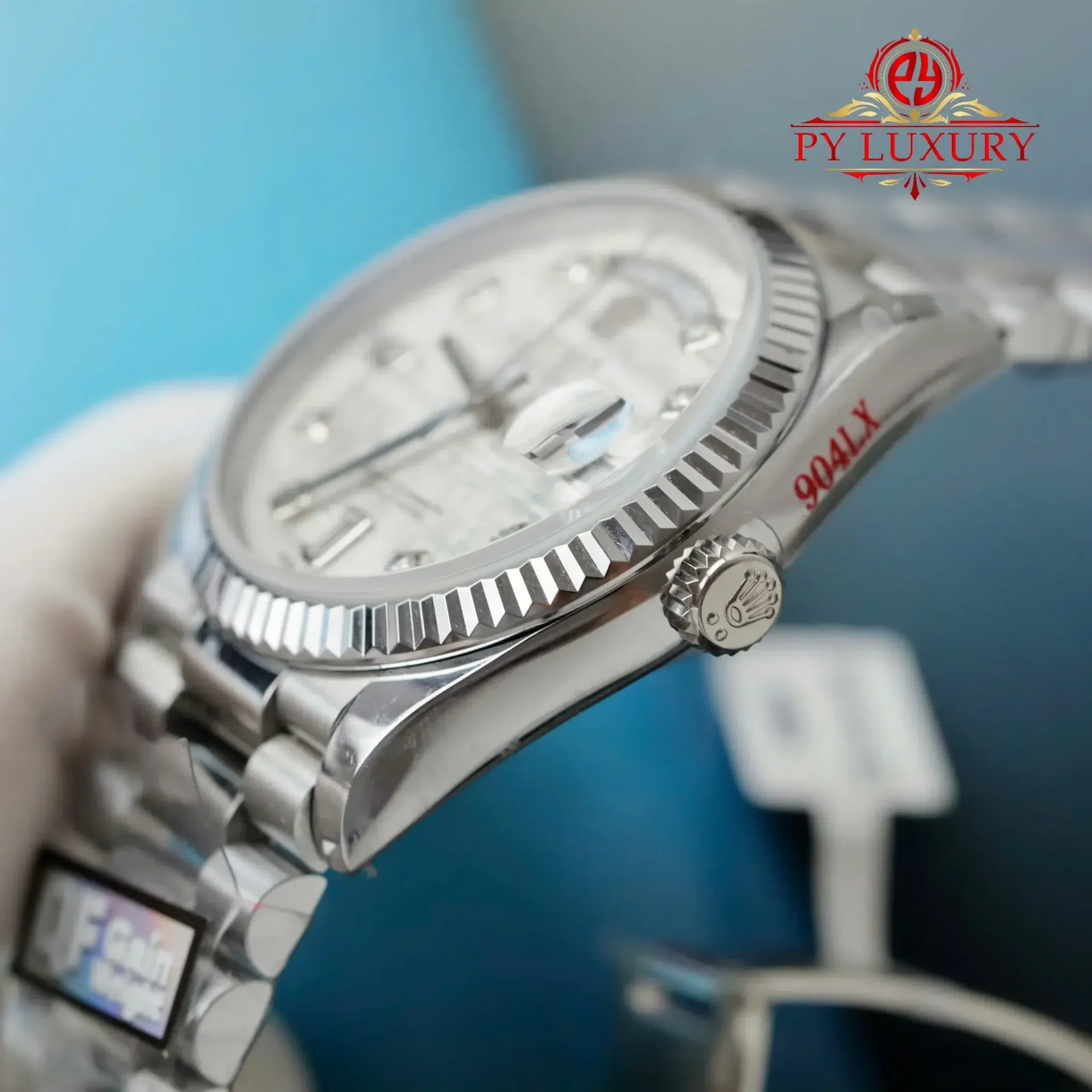Rolex Day-Date 128239 Custom Natural Meteorite Dial Moissanite Numerals Gain Weight 1:1 Best Replica QF 36mm - 图片 7