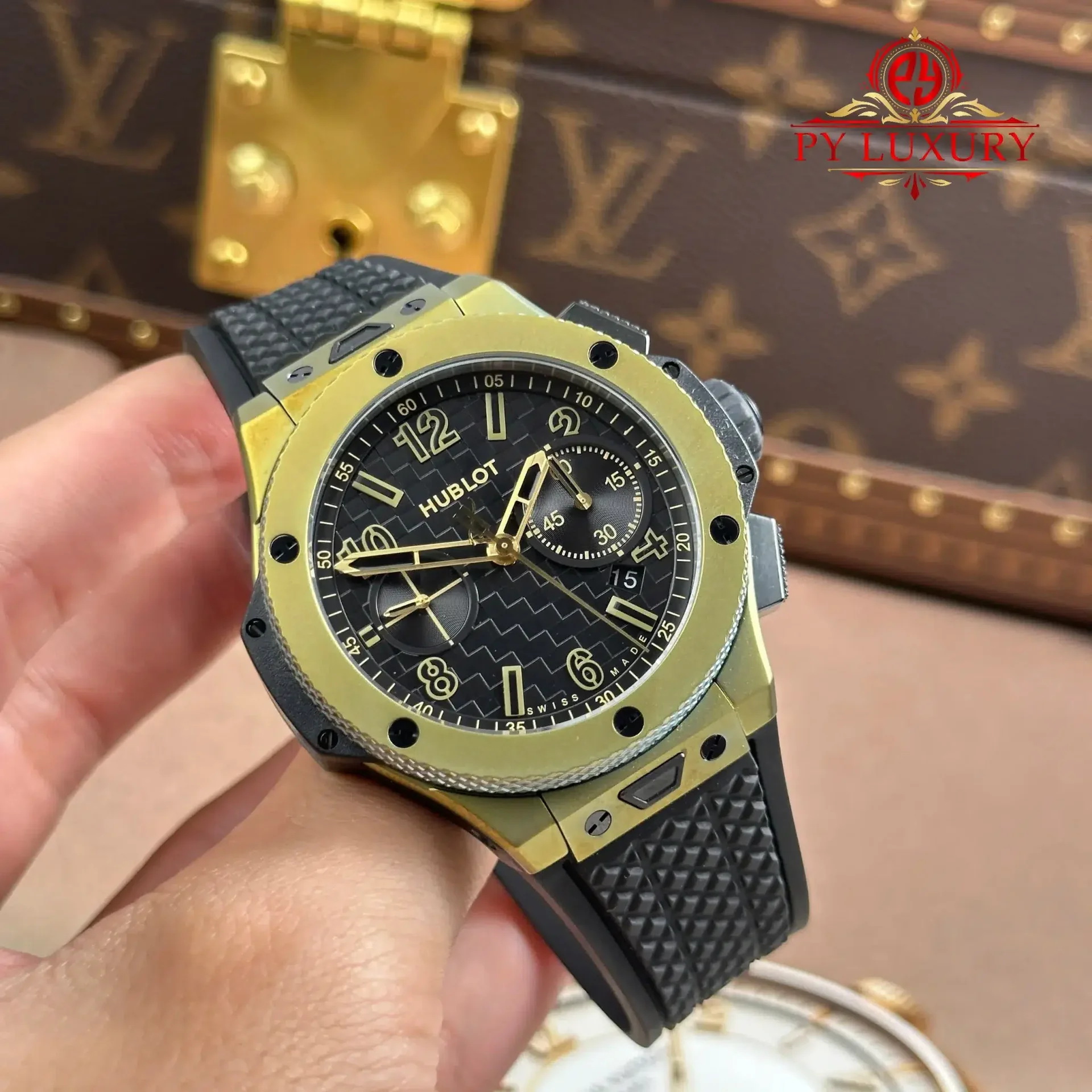 Hublot Big Bang Chronograph 20th Anniversary Full Magic Gold Best Replica BBA 43mm - 图片 2