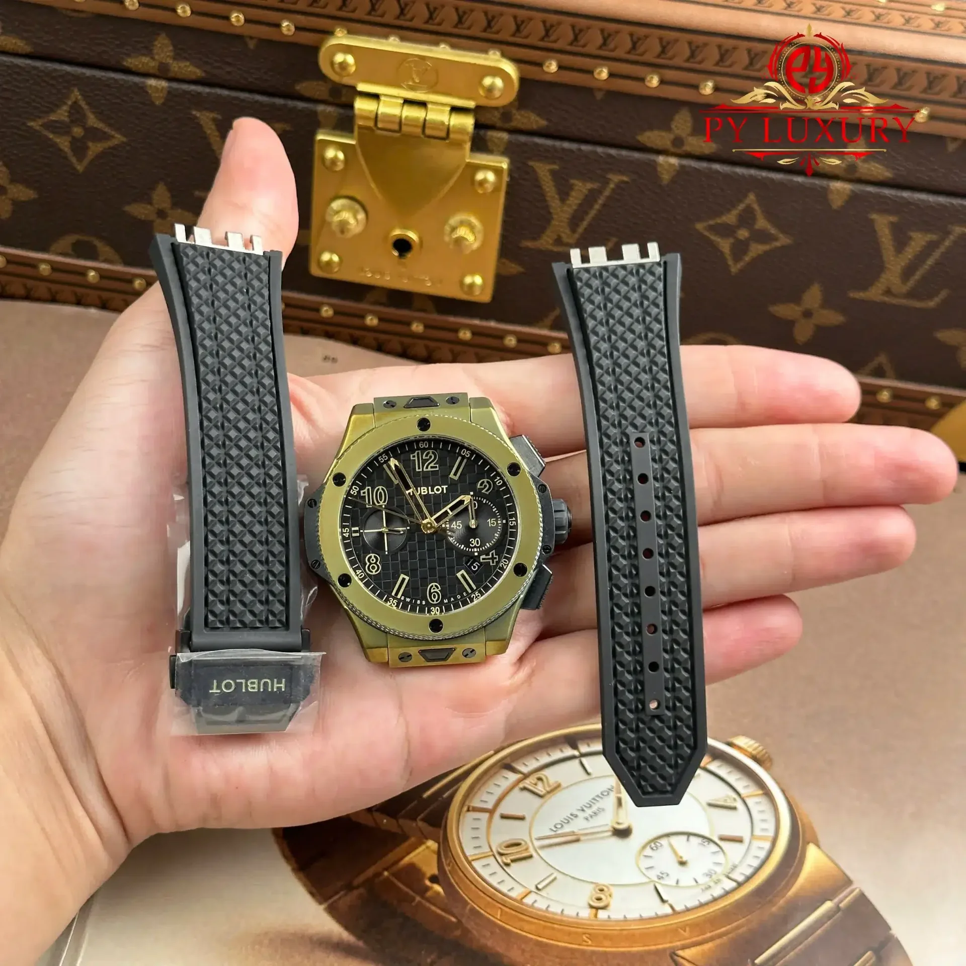 Hublot Big Bang Chronograph 20th Anniversary Full Magic Gold Best Replica BBA 43mm - 图片 4
