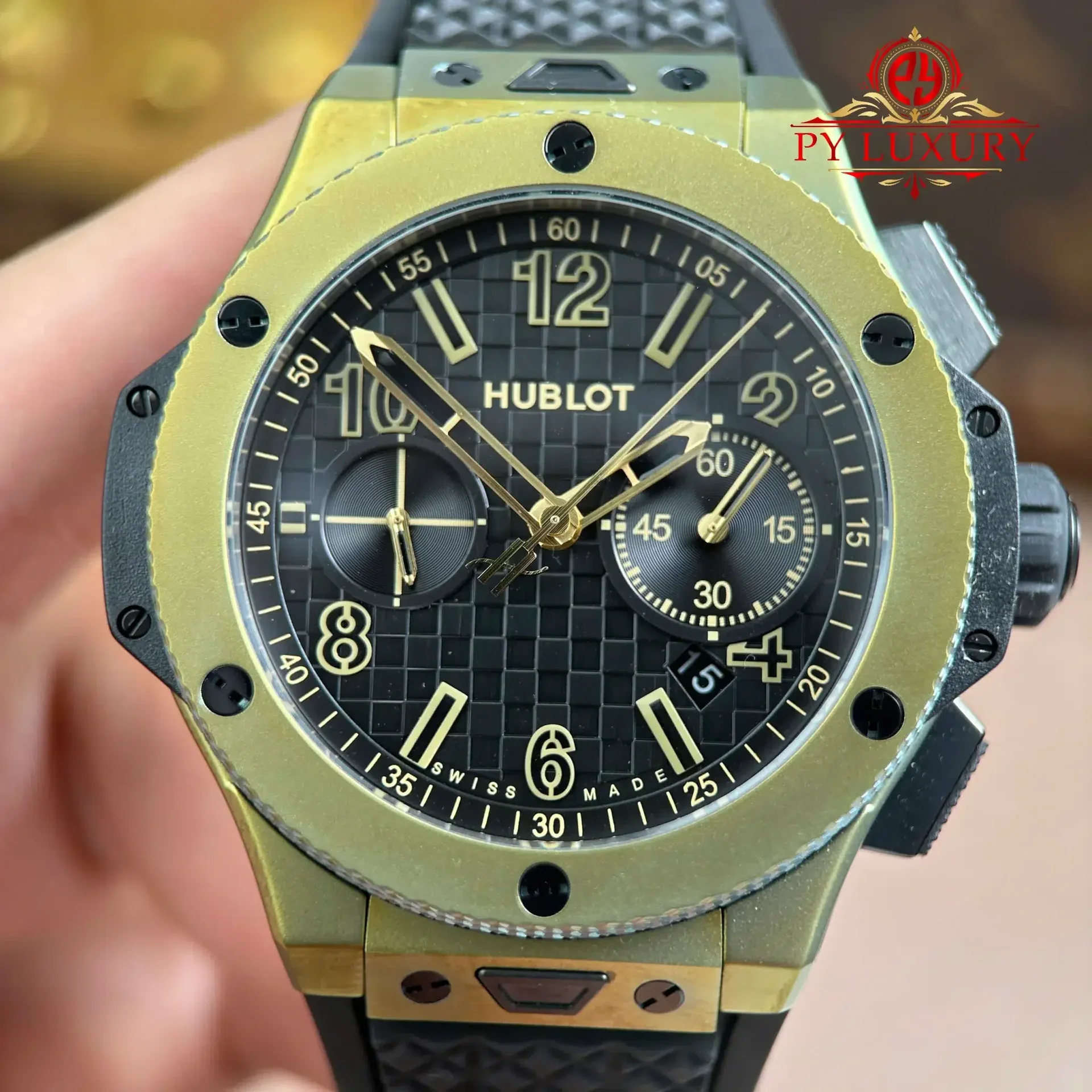 Hublot Big Bang Chronograph 20th Anniversary Full Magic Gold Best Replica BBA 43mm - 图片 5