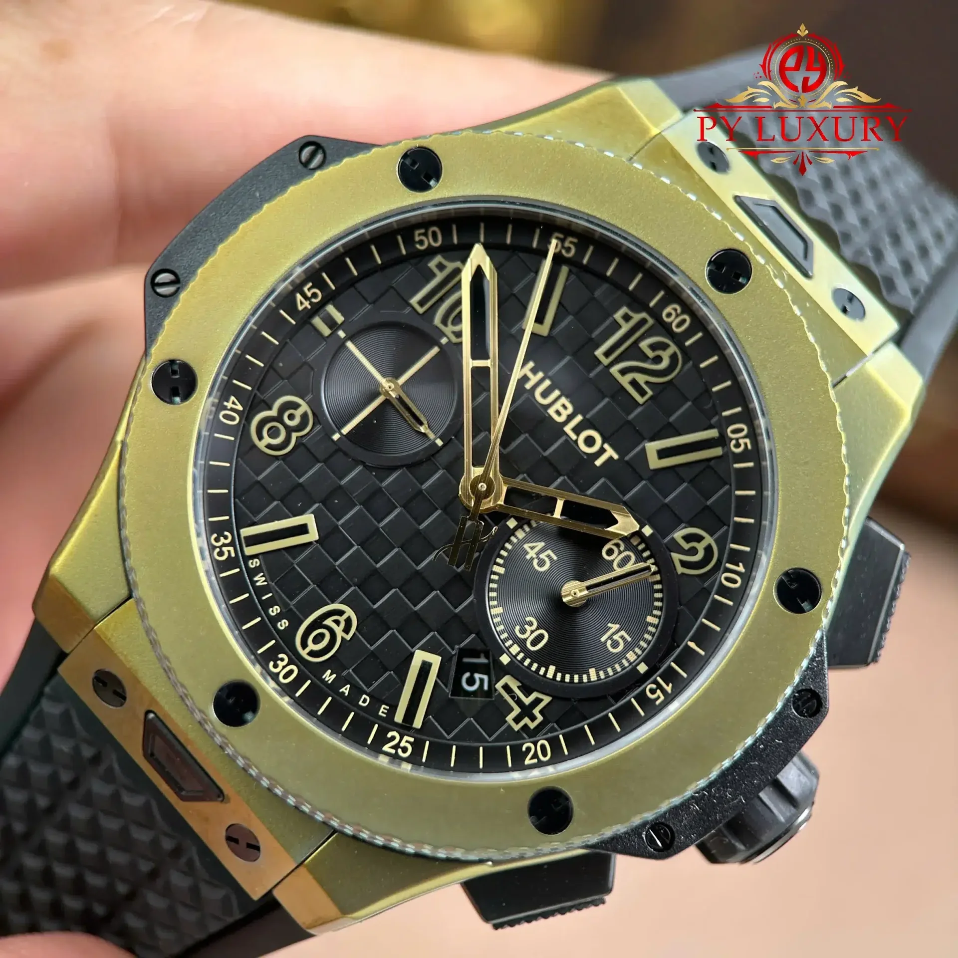 Hublot Big Bang Chronograph 20th Anniversary Full Magic Gold Best Replica BBA 43mm - 图片 6