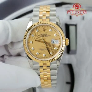 Rolex Datejust 126233 Golden Palm Motif Diamond Dial Yellow Gold Jubilee Bracelet Best Replica VSF 36mm
