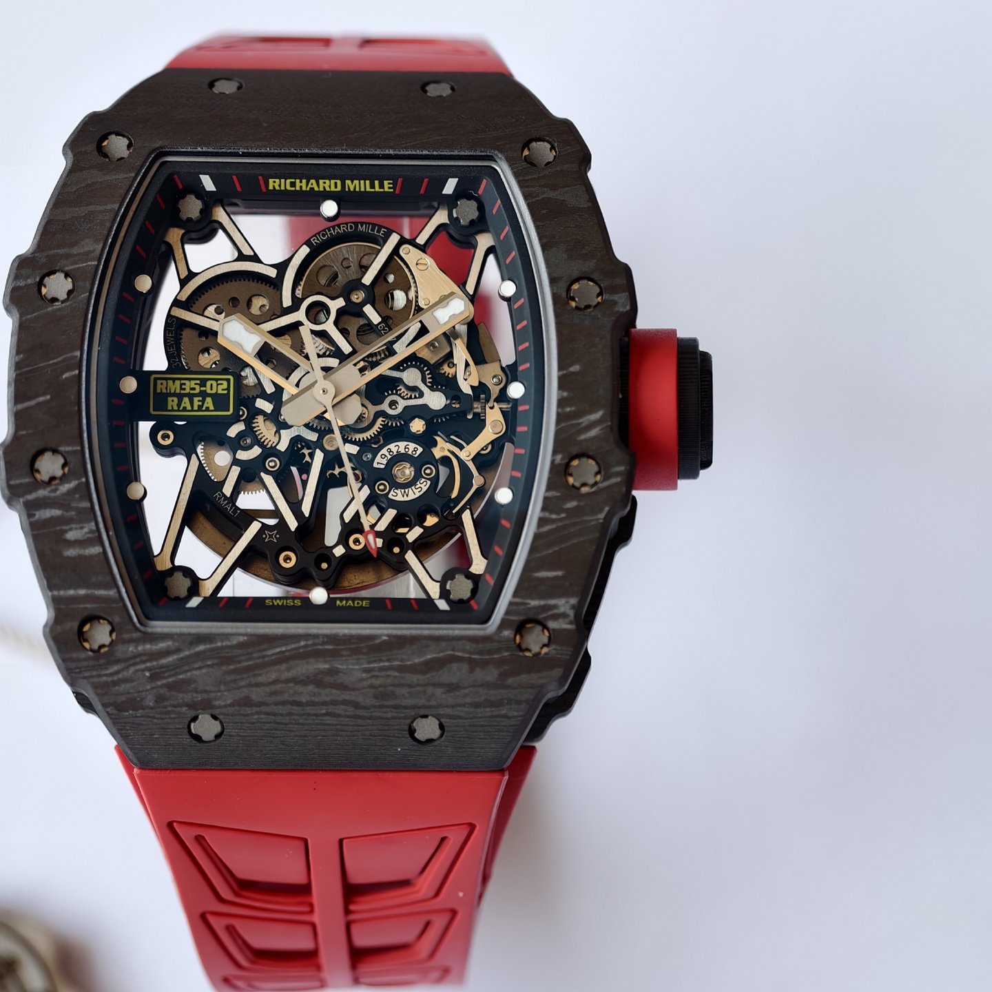Richard Mille RM35-02 Rafael Nadal Black Carbon TPT 1:1 Super Clone Top Quality Custom Made Umi Factory 49.94mm x 44.5mm (Free Sprung) - 图片 4