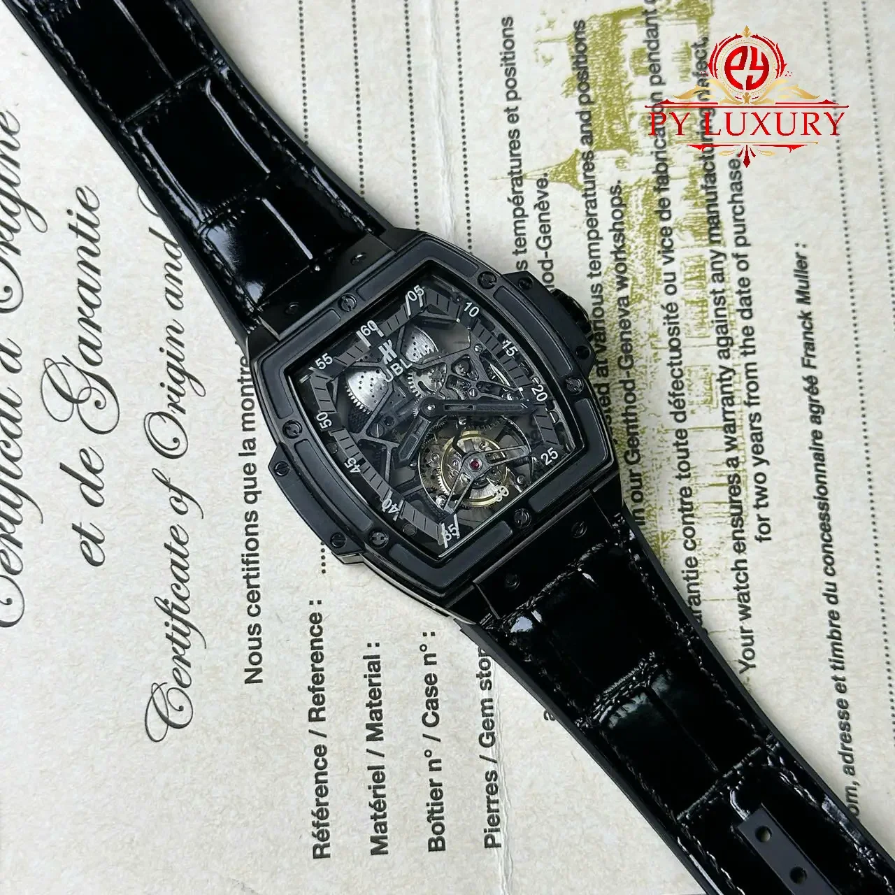 Hublot Spirit of Big Bang Tourbillon Skeleton Dial Black Ceramic Best Replica 45mm - 图片 2