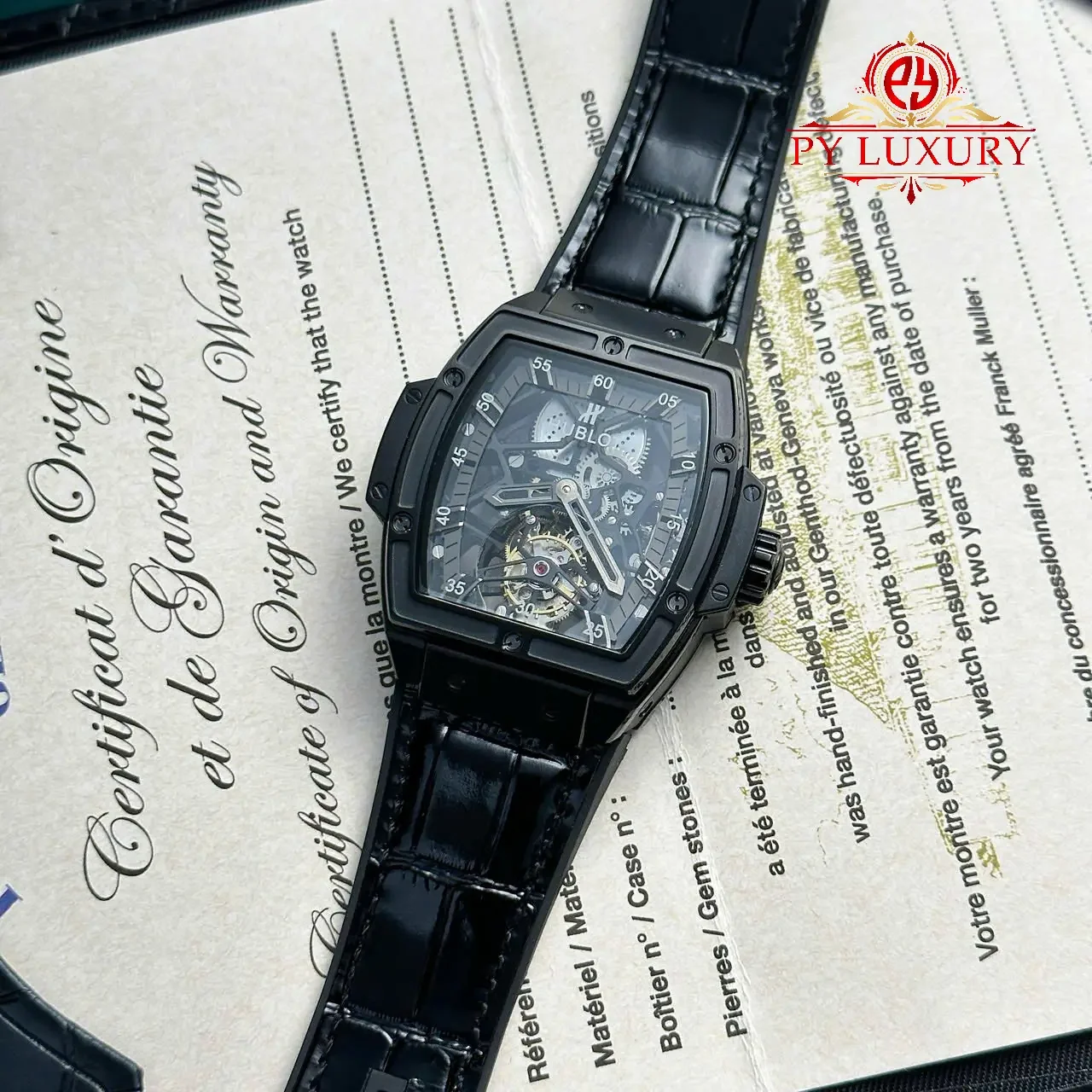 Hublot Spirit of Big Bang Tourbillon Skeleton Dial Black Ceramic Best Replica 45mm - 图片 3