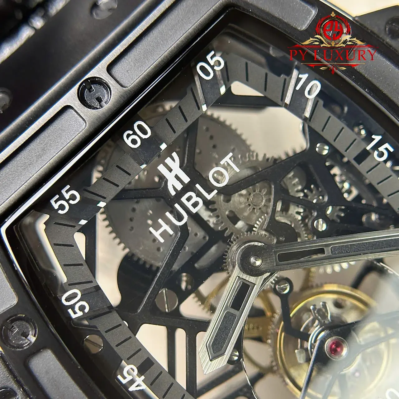 Hublot Spirit of Big Bang Tourbillon Skeleton Dial Black Ceramic Best Replica 45mm - 图片 4