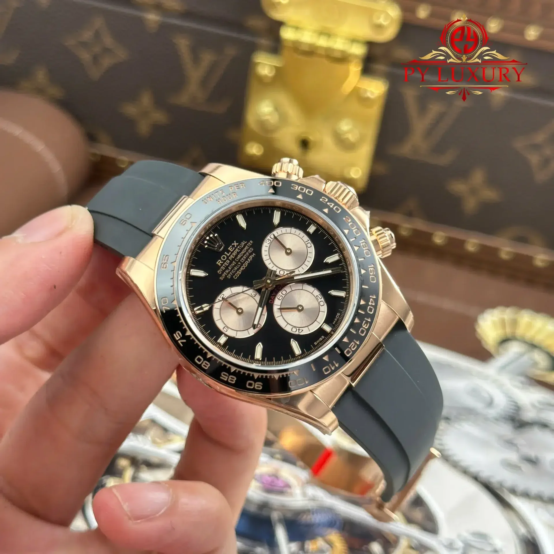Rolex Daytona 126515LN-0002 Rose Gold Bright Black & Sundust Luminous Dial Oysterflex Bracelet 1:1 Best Replica VSF 40mm - 图片 2