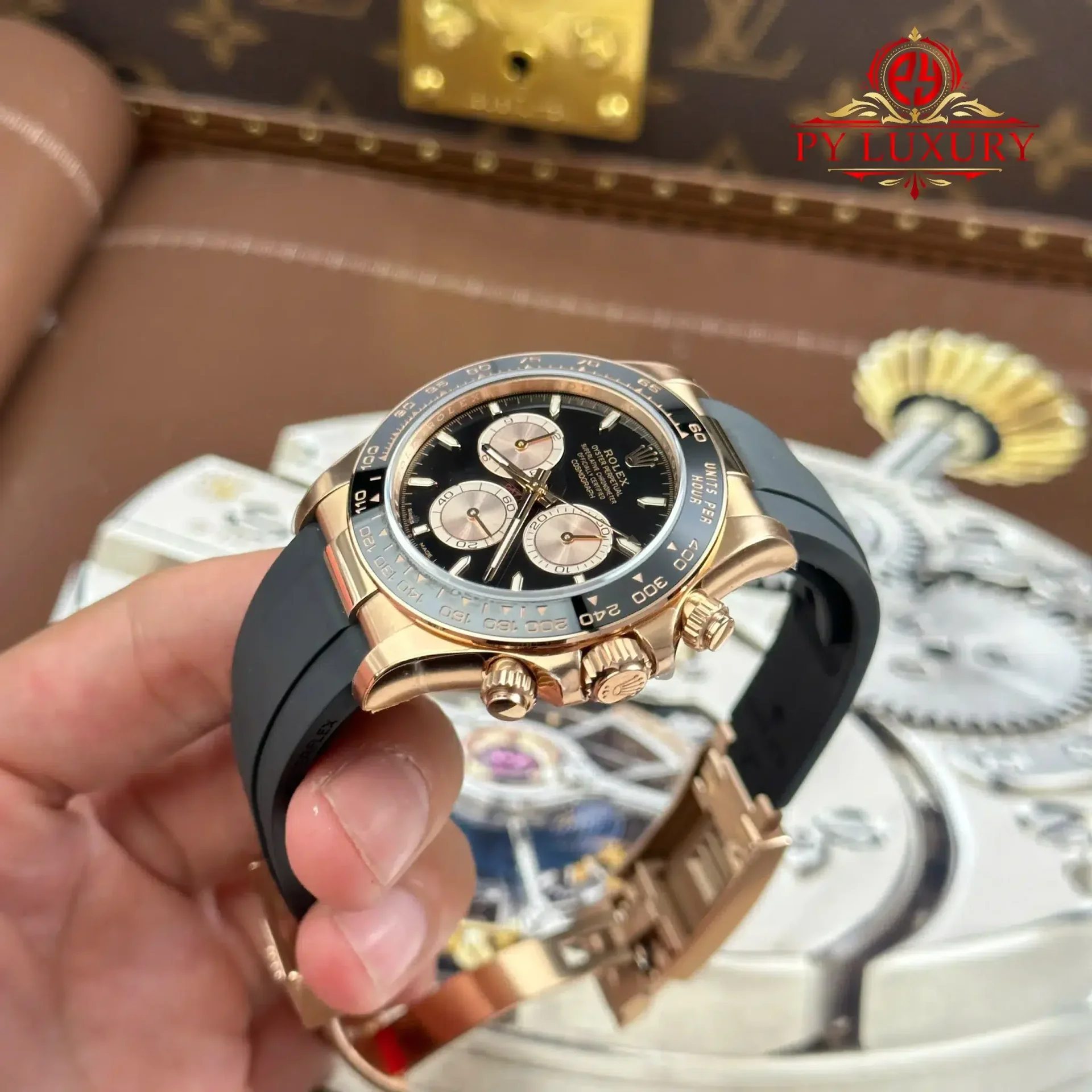 Rolex Daytona 126515LN-0002 Rose Gold Bright Black & Sundust Luminous Dial Oysterflex Bracelet 1:1 Best Replica VSF 40mm - 图片 3