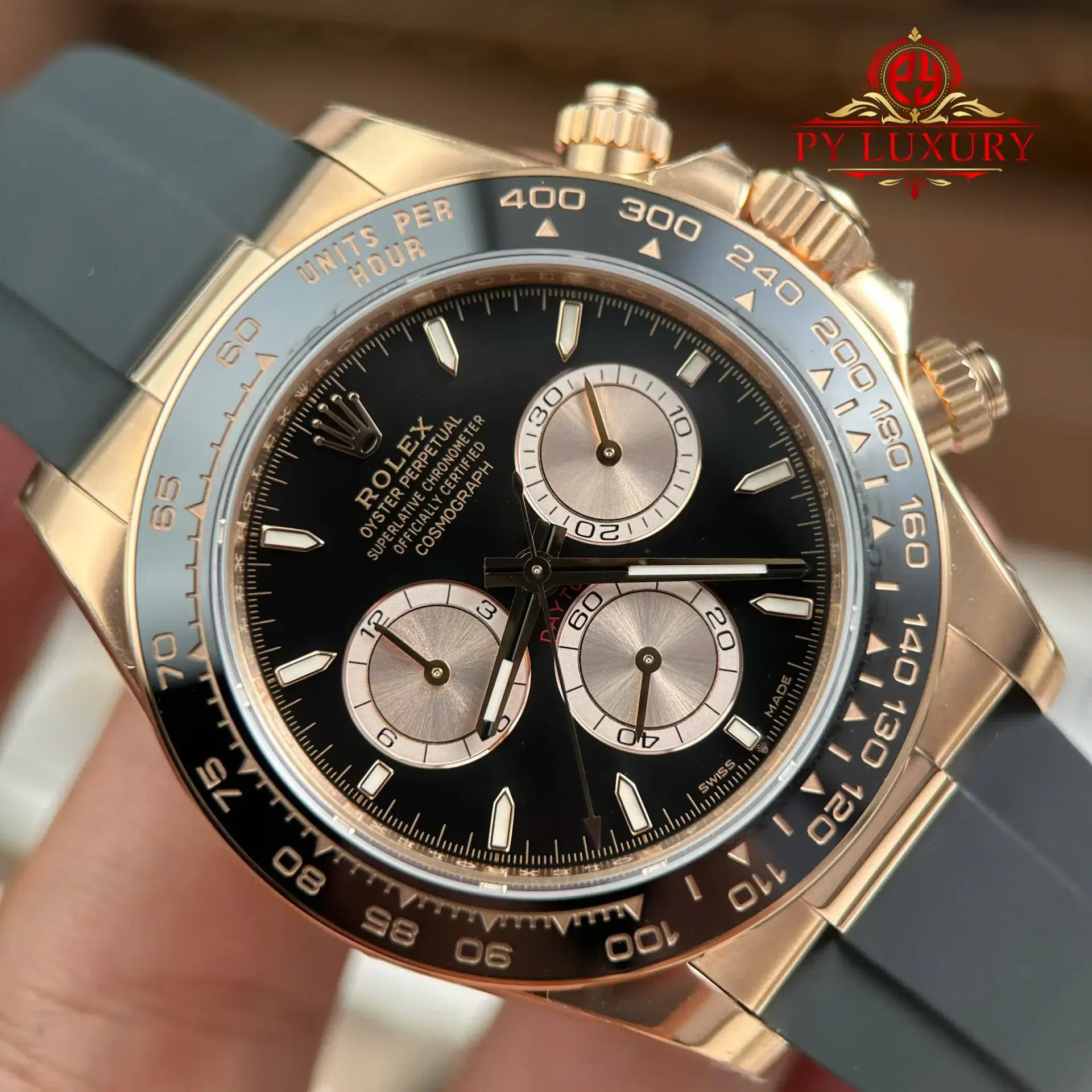 Rolex Daytona 126515LN-0002 Rose Gold Bright Black & Sundust Luminous Dial Oysterflex Bracelet 1:1 Best Replica VSF 40mm - 图片 4
