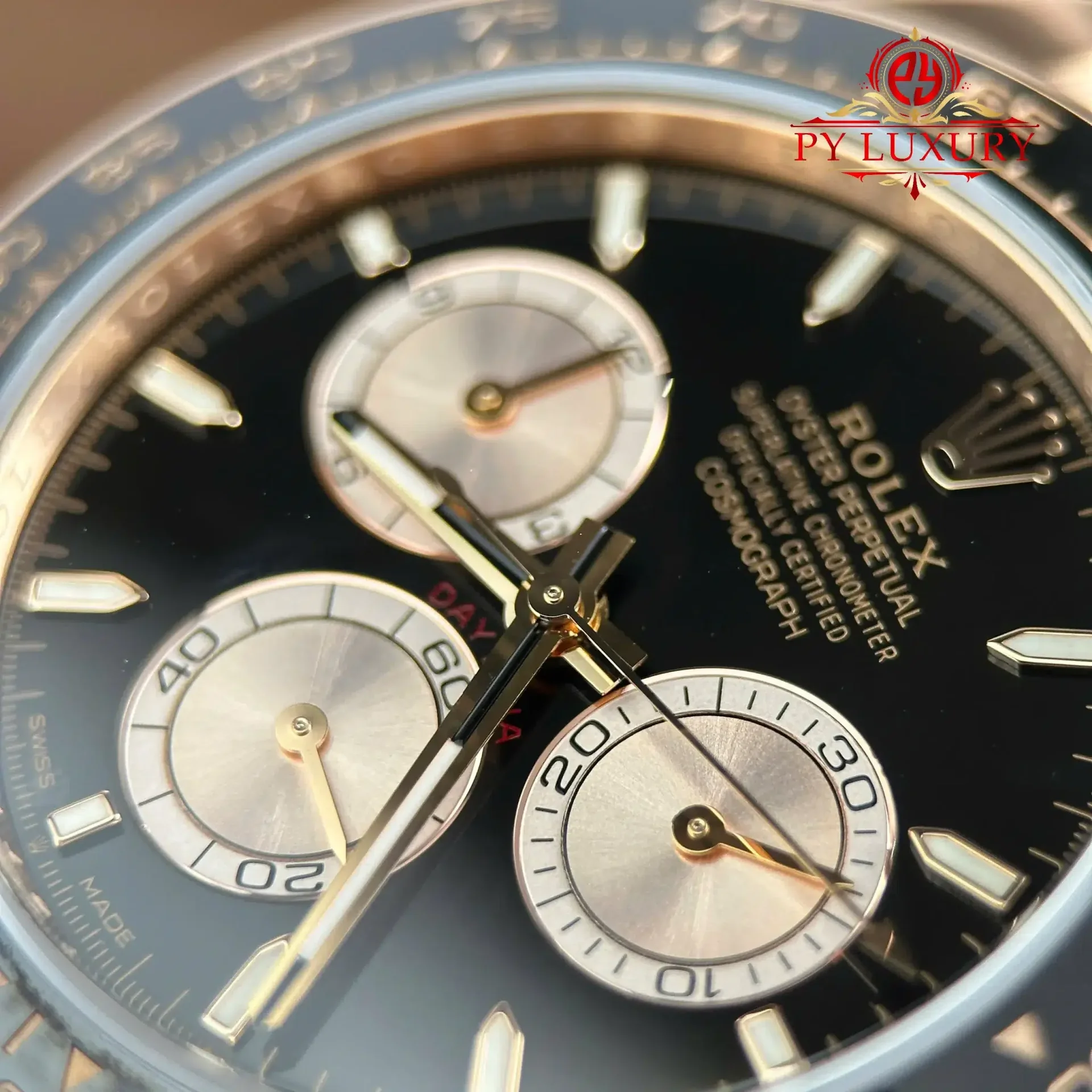 Rolex Daytona 126515LN-0002 Rose Gold Bright Black & Sundust Luminous Dial Oysterflex Bracelet 1:1 Best Replica VSF 40mm - 图片 5