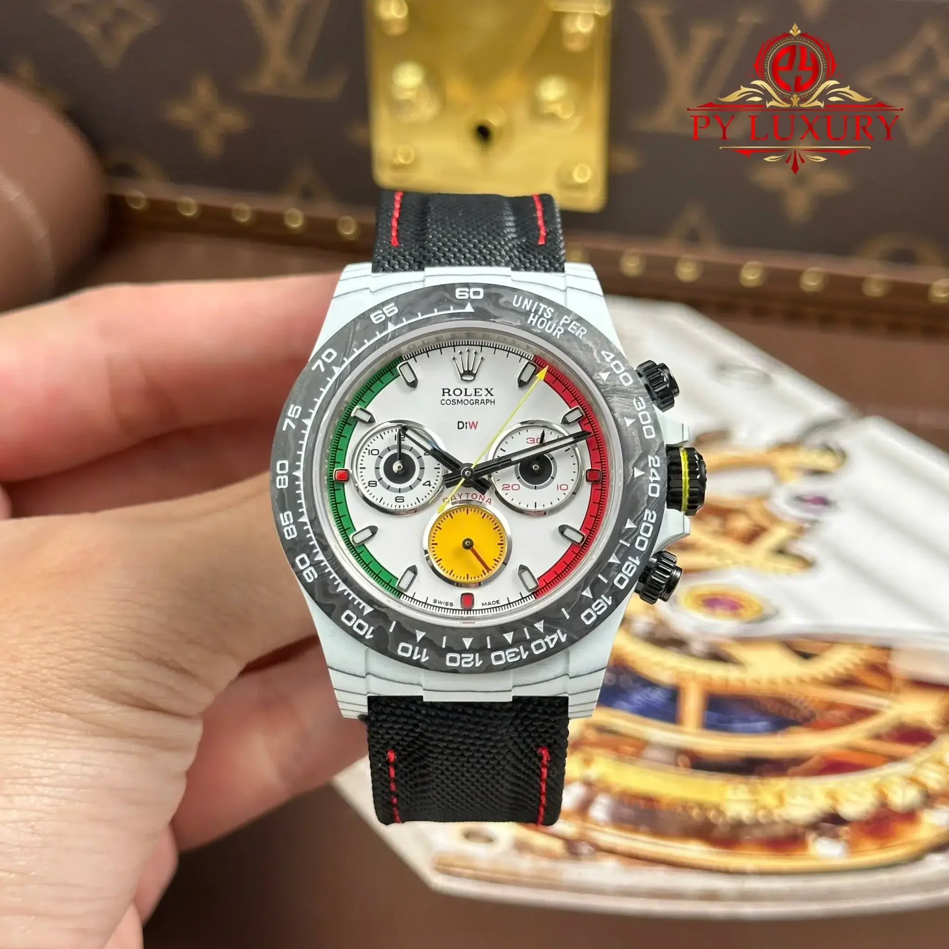 Rolex Daytona DiW Ferrari CarboQuartz White Dial Nylon Strap 1:1 Best Replica 40mm