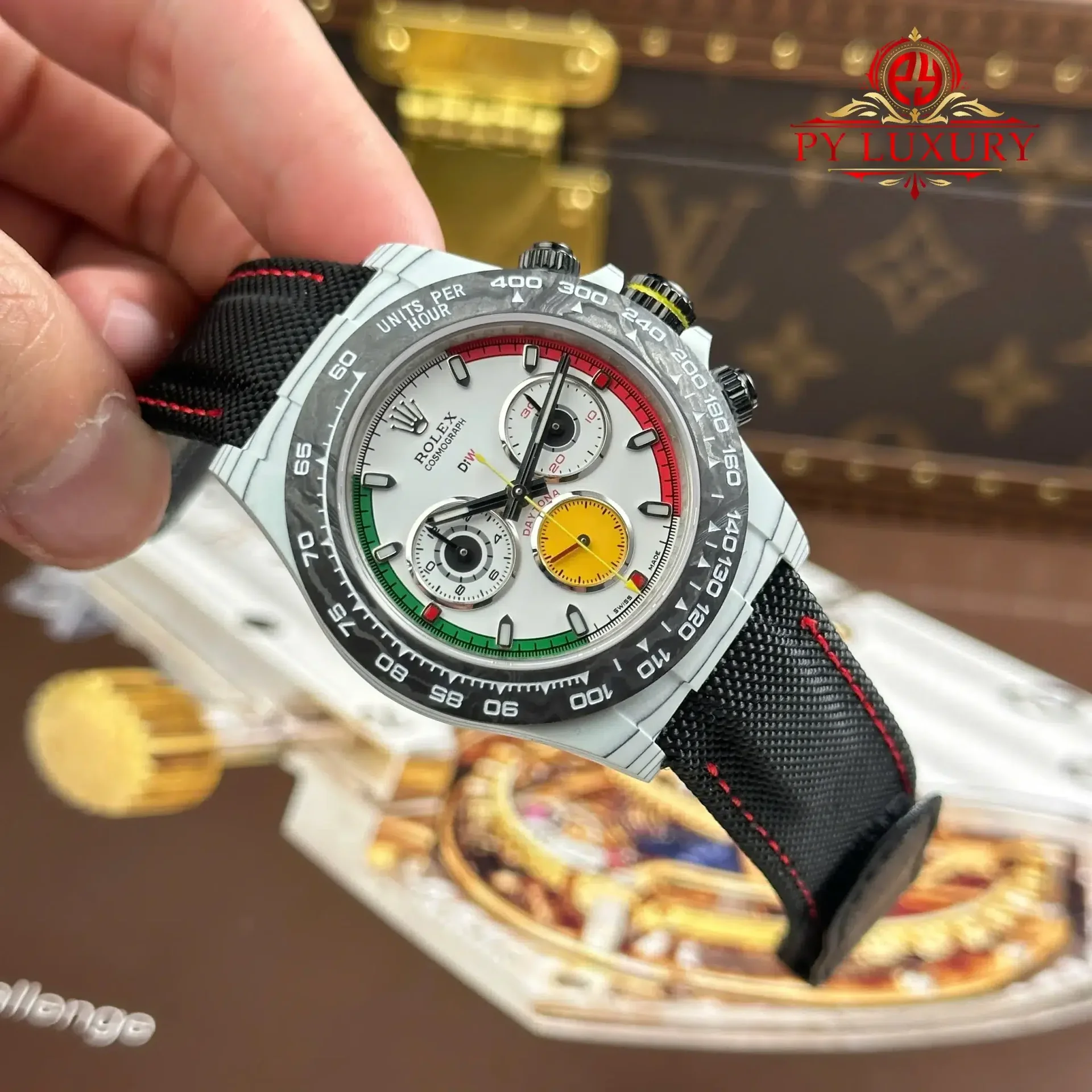 Rolex Daytona DiW Ferrari CarboQuartz White Dial Nylon Strap 1:1 Best Replica 40mm - 图片 2