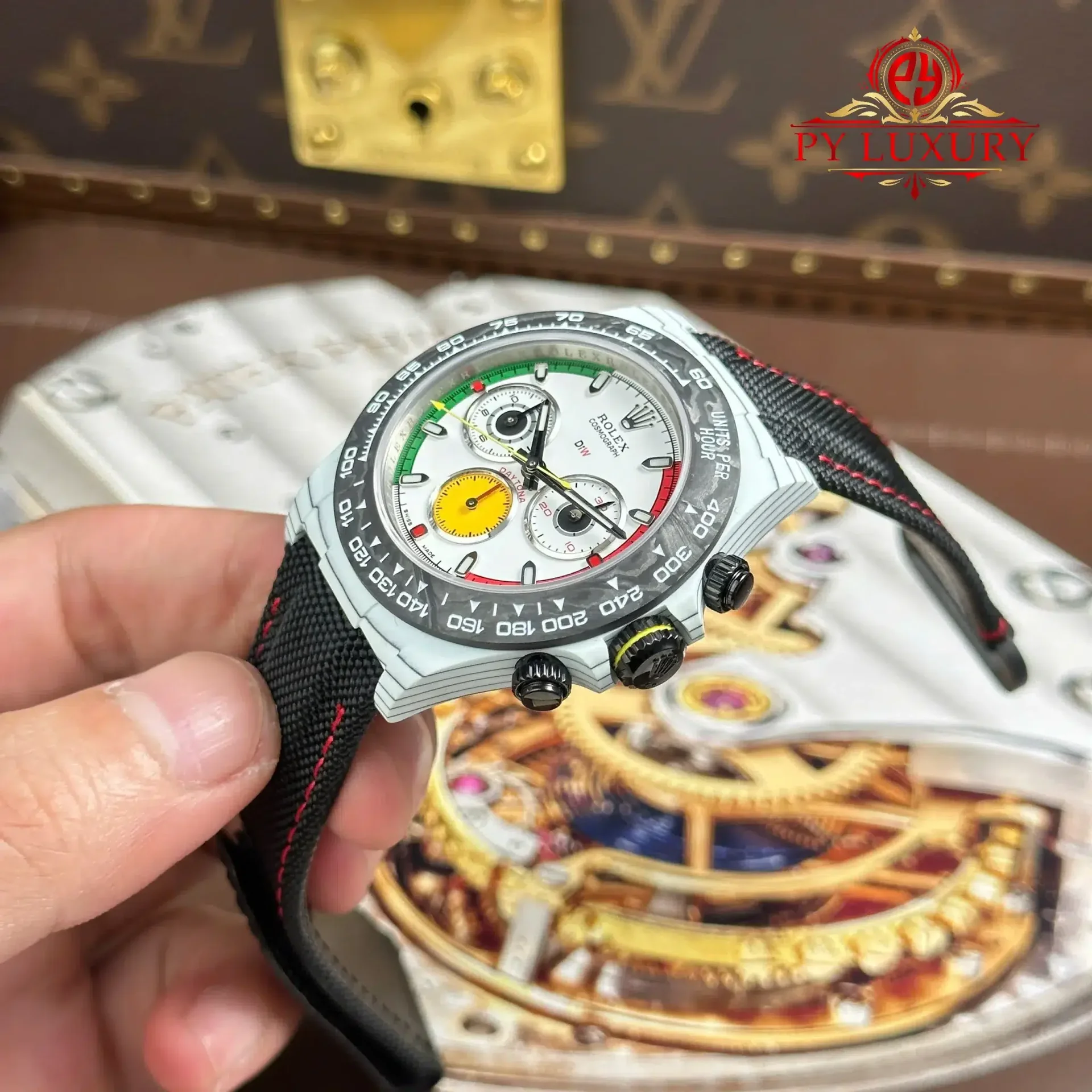 Rolex Daytona DiW Ferrari CarboQuartz White Dial Nylon Strap 1:1 Best Replica 40mm - 图片 3