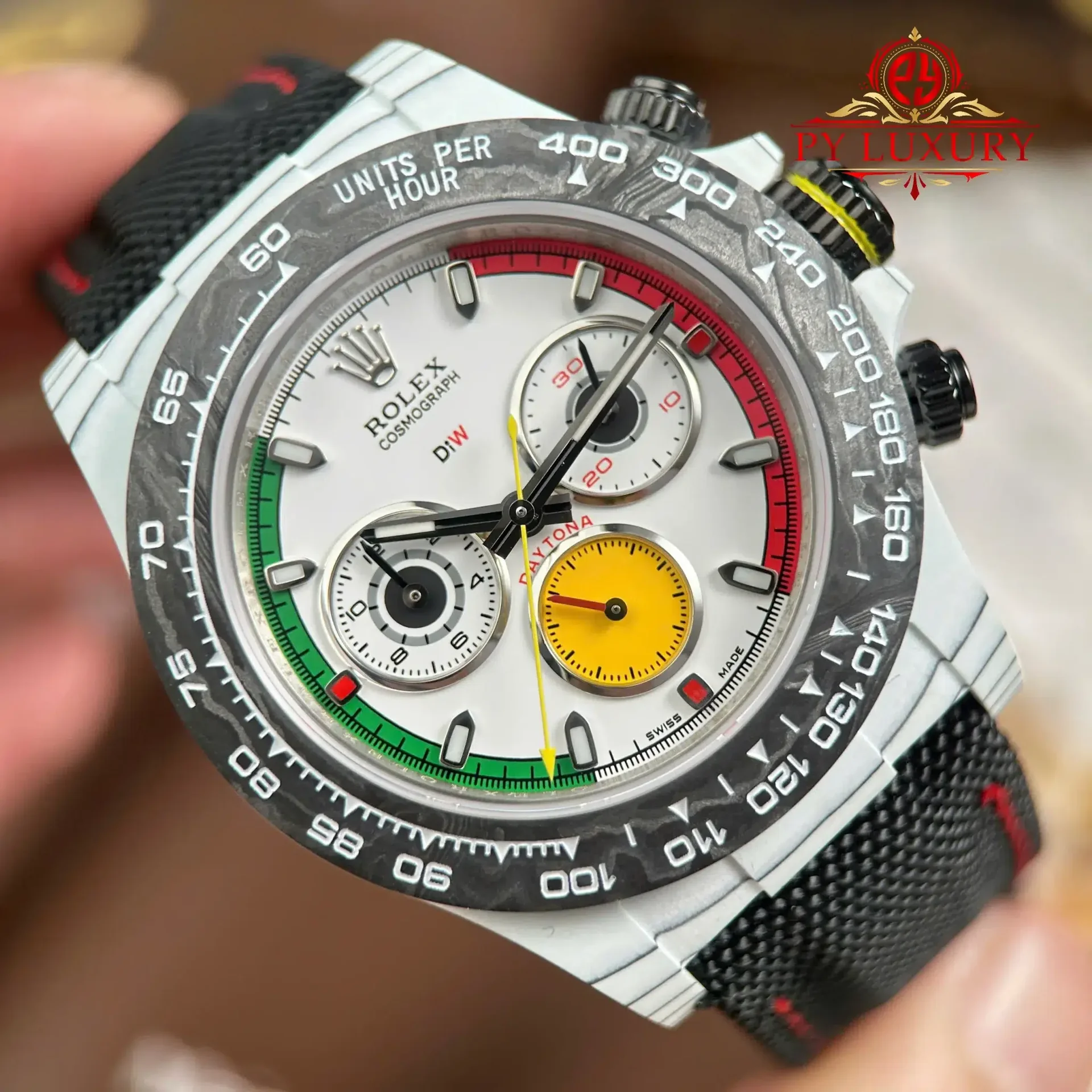 Rolex Daytona DiW Ferrari CarboQuartz White Dial Nylon Strap 1:1 Best Replica 40mm - 图片 4