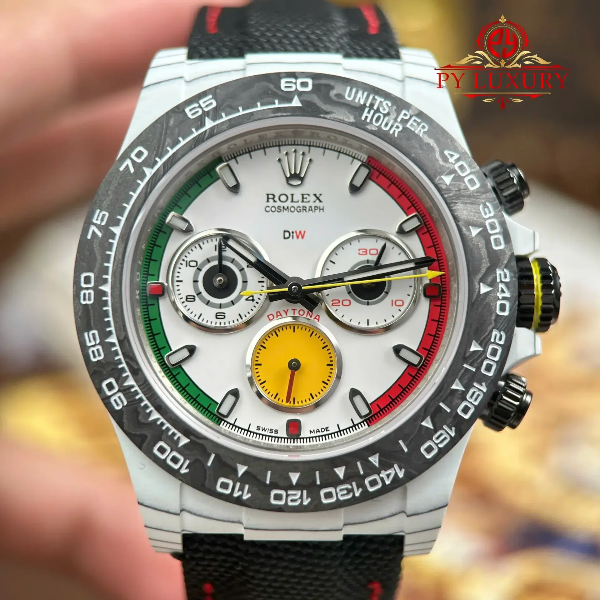 Rolex Daytona DiW Ferrari CarboQuartz White Dial Nylon Strap 1:1 Best Replica 40mm - 图片 5