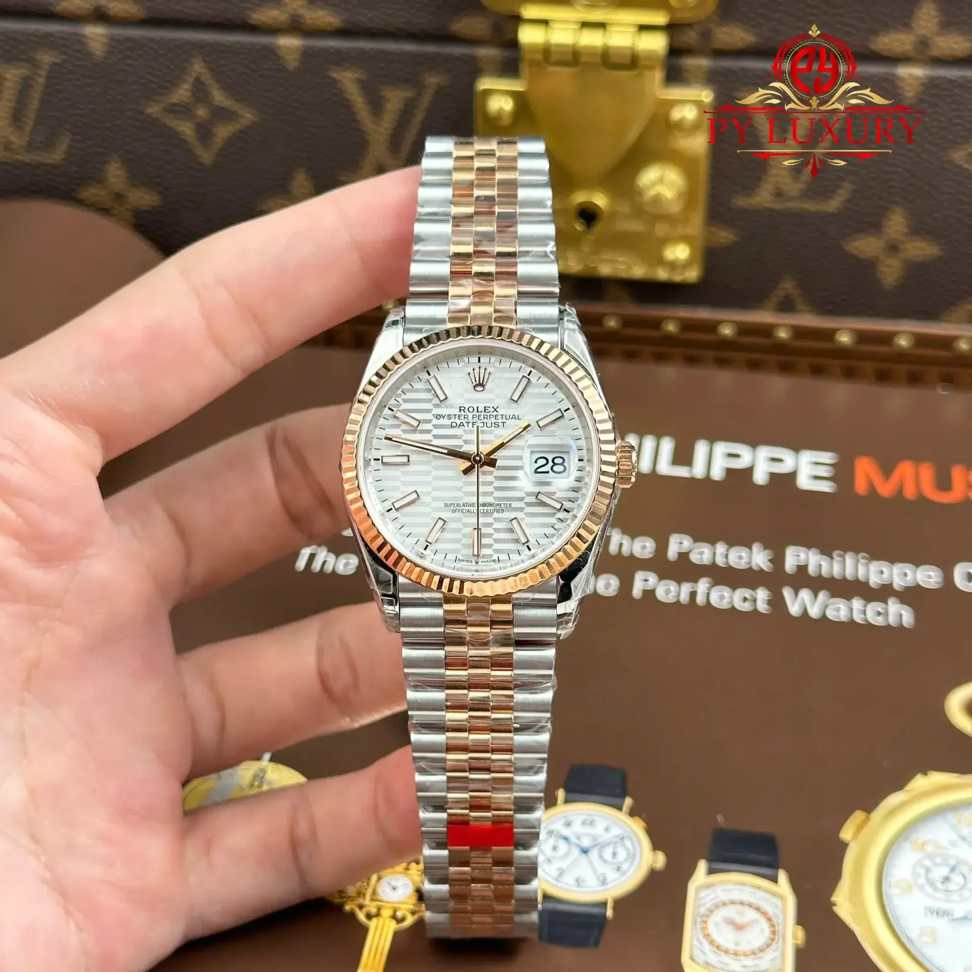 Rolex Datejust 126231 Two Tone Rose Gold Silver Fluted-Motif Luminous Dial Jubilee Bracelet 1:1 Best Replica 36mm