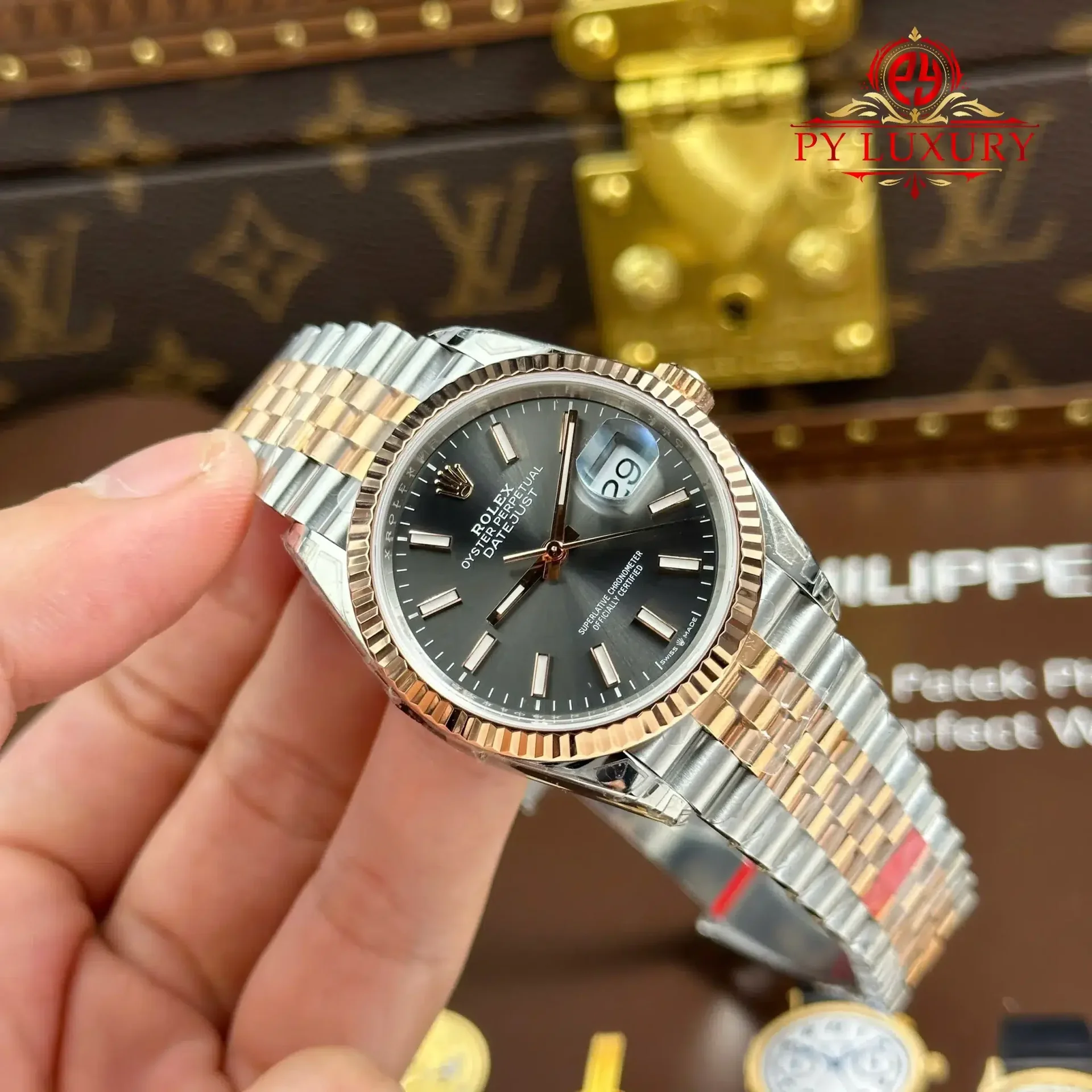 Rolex Datejust 126231 Rose Gold/Steel Slate Index Dial Jubilee Bracelet 1:1 Best Replica 36mm - 图片 2
