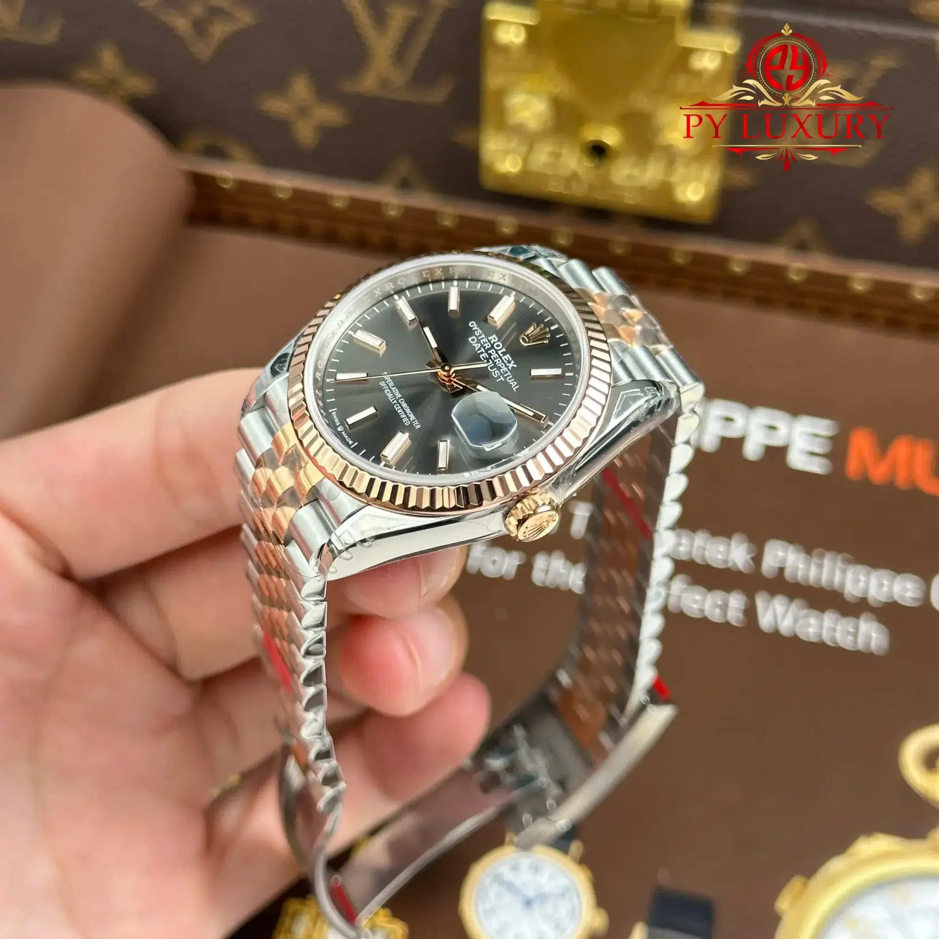 Rolex Datejust 126231 Rose Gold/Steel Slate Index Dial Jubilee Bracelet 1:1 Best Replica 36mm - 图片 3