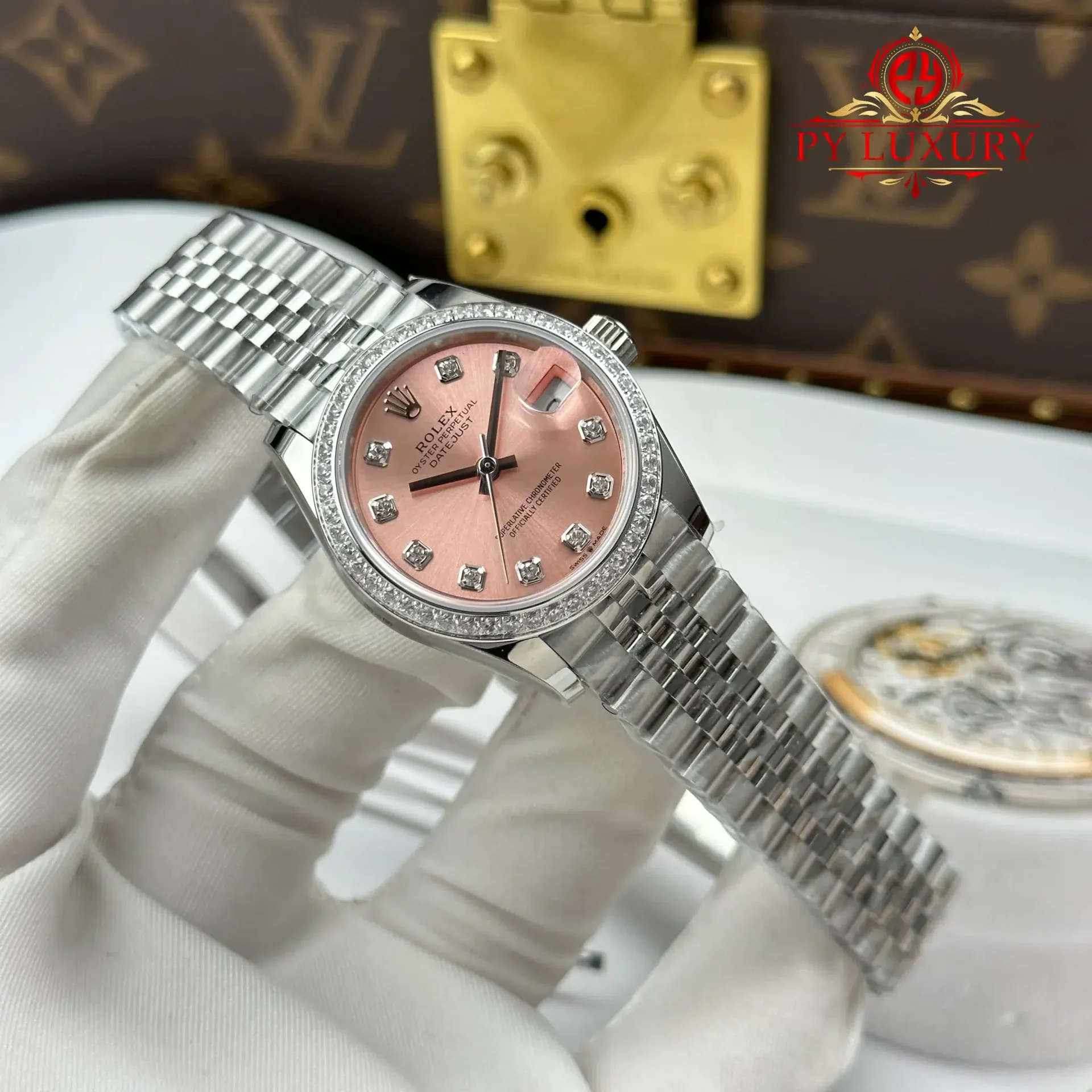 Rolex Datejust Pink Dial Stone-Set Bezel Jubilee Best Replica 31mm - 图片 2