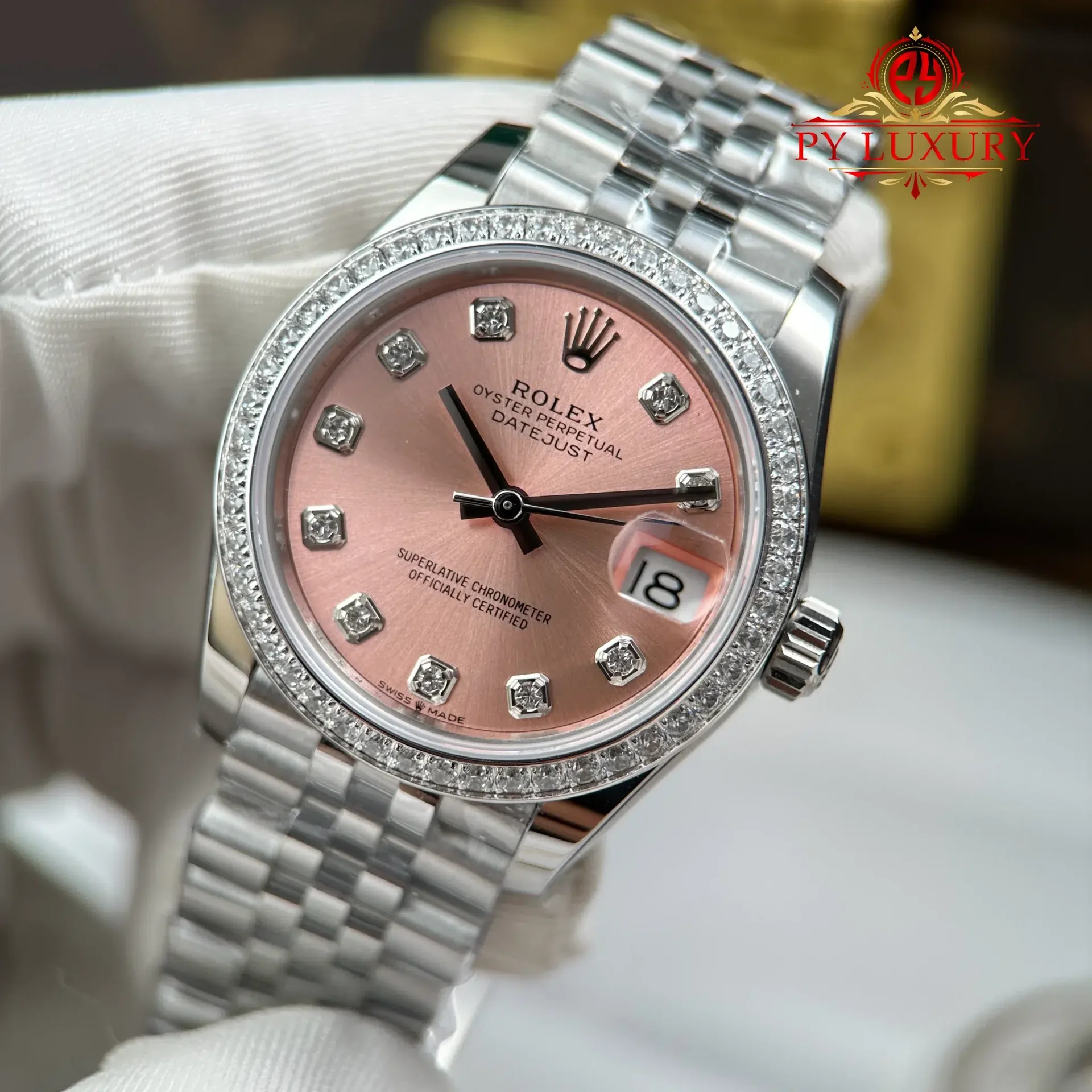 Rolex Datejust Pink Dial Stone-Set Bezel Jubilee Best Replica 31mm - 图片 5