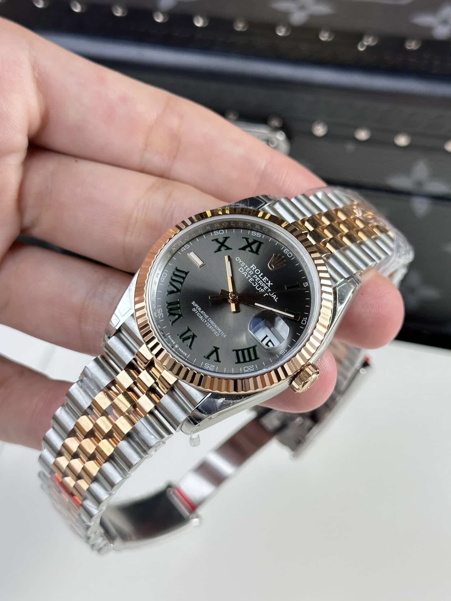 Rolex Datejust Wimbledon Two Tone Rose Gold Jubilee Best Replica 36mm - 图片 3