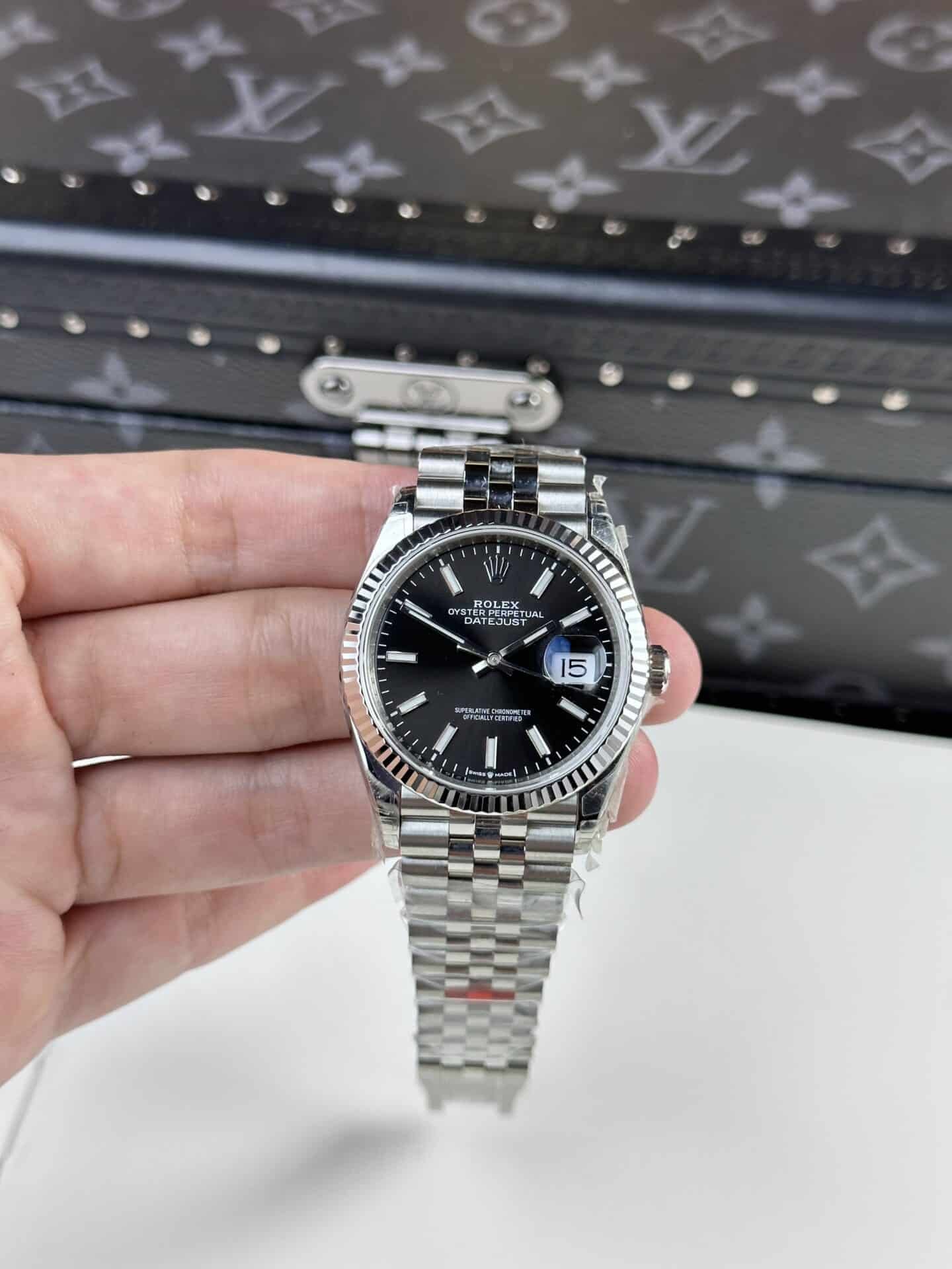 Rolex Datejust Black Dial Luminous Hour Marker Top Quality Replica 36mm