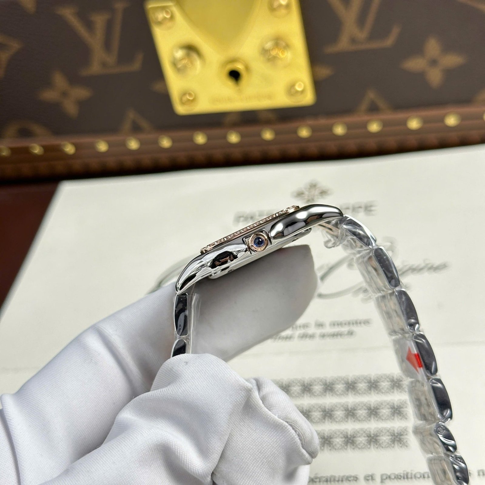Cartier Panthère Ladies Medium Model Two Tone Rose Gold White Dial Diamond Bezel Best Replica BVF 27mm x 36mm - 图片 7