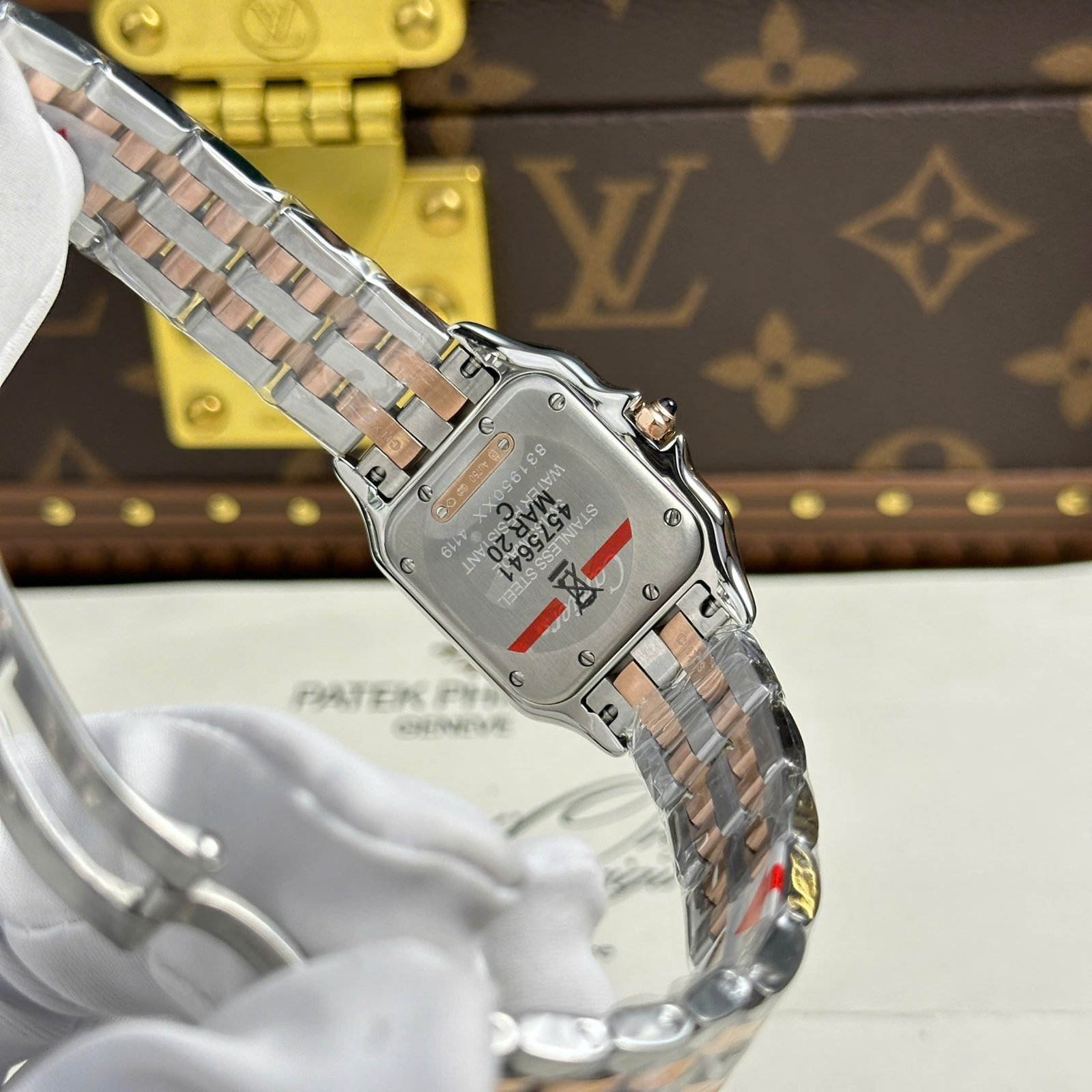 Cartier Panthère Ladies Medium Model Two Tone Rose Gold White Dial Diamond Bezel Best Replica BVF 27mm x 36mm - 图片 9
